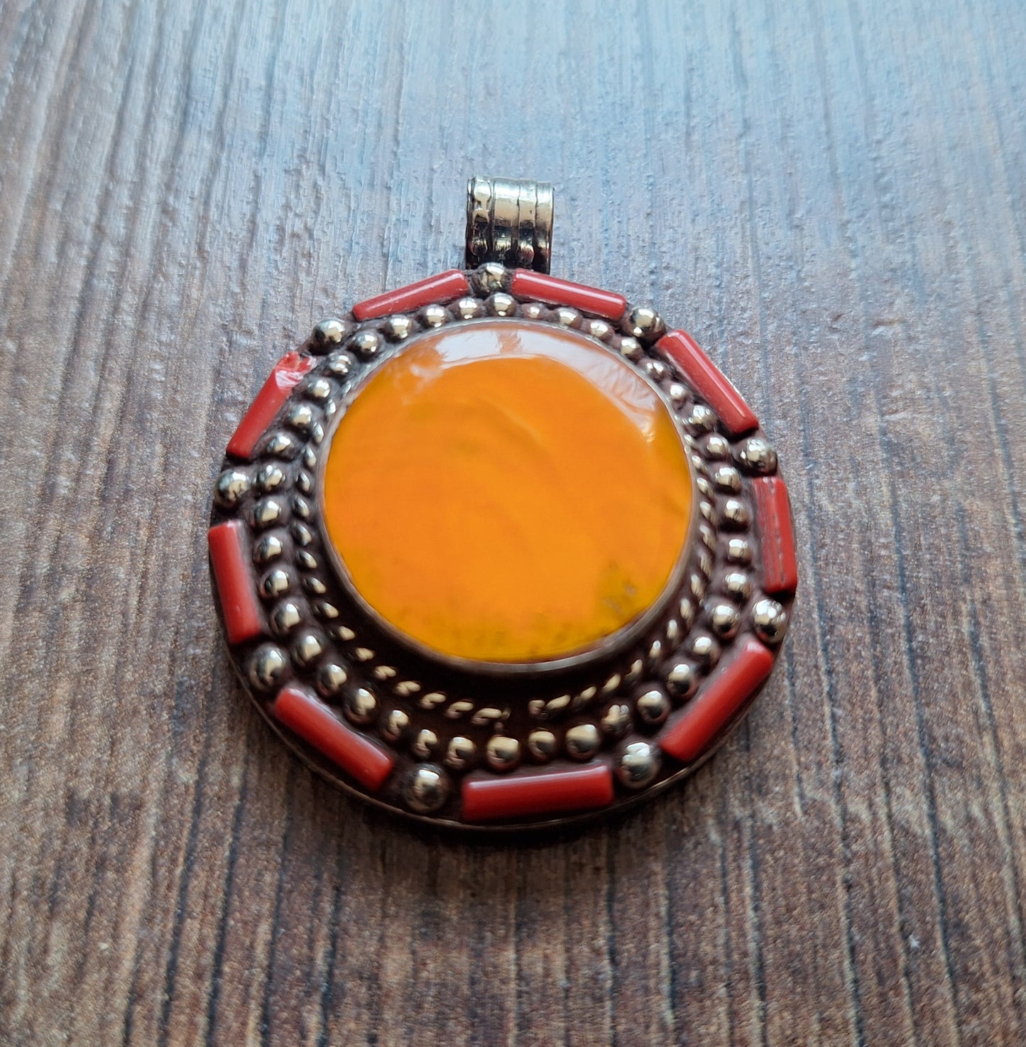 Tibetan silver and gemstone pendant