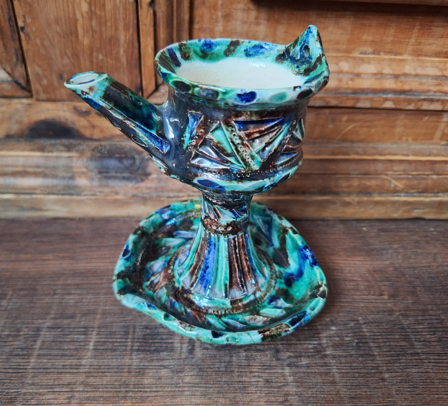 Vintage Frysian ceramic oil lamp