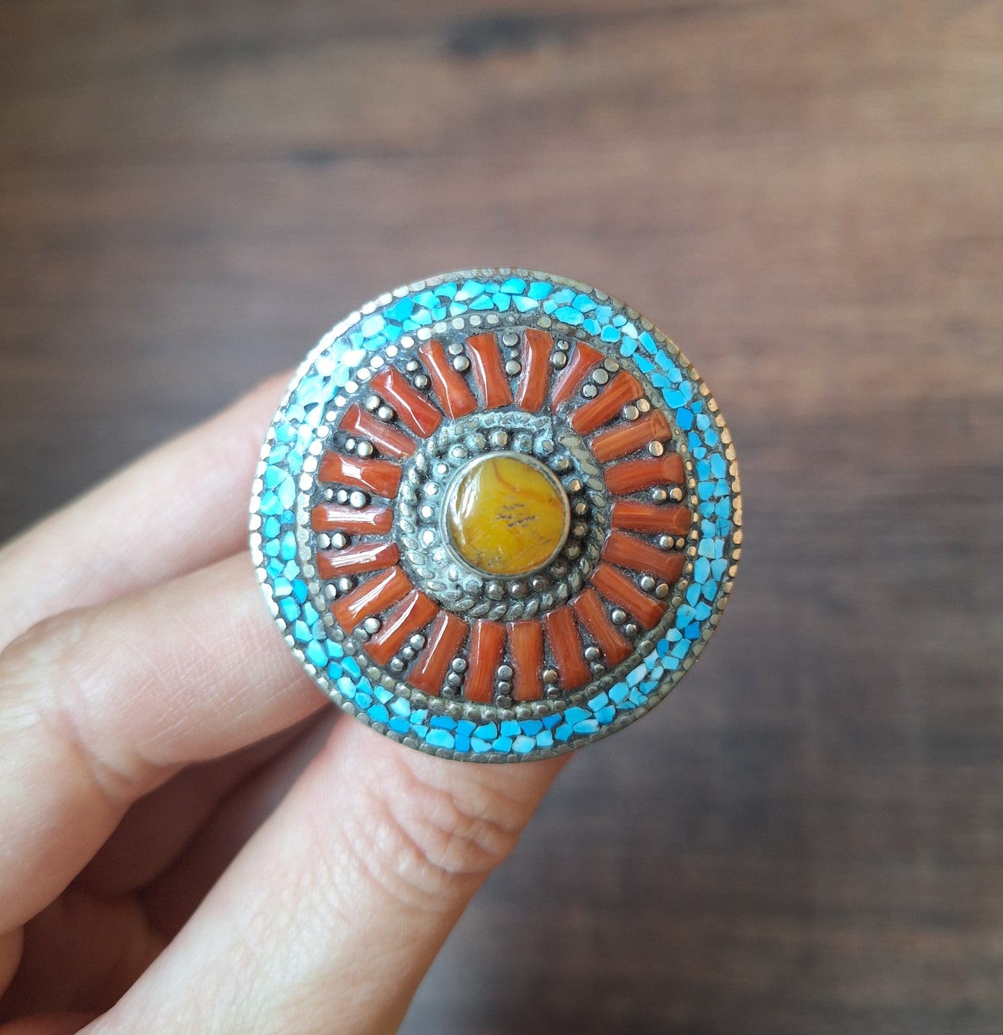 Tibetan silver and gemstone ring