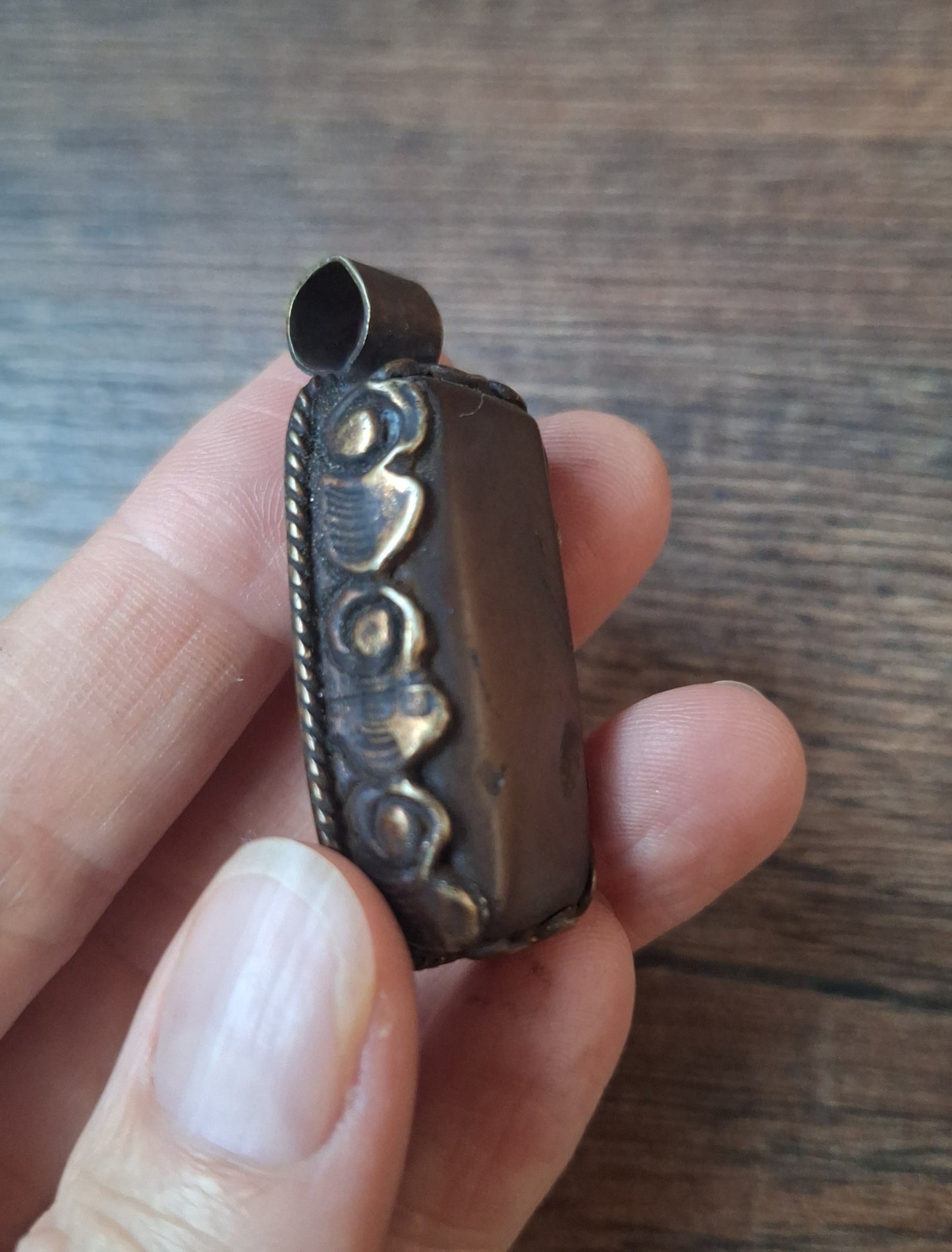 Vintage Tibetan silver and amber pendant
