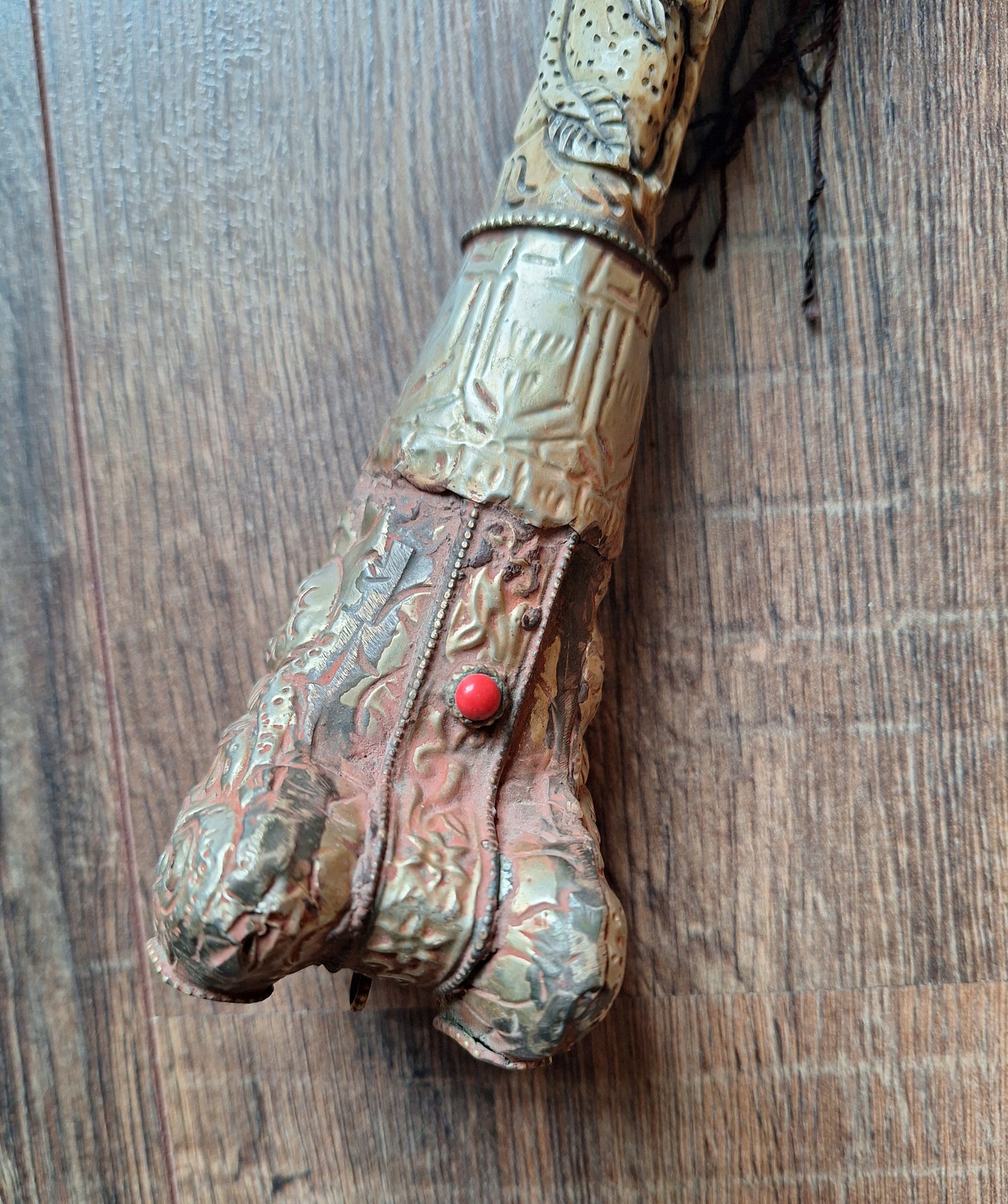 Vintage Tibetan Buddhist carved yak bone kangling