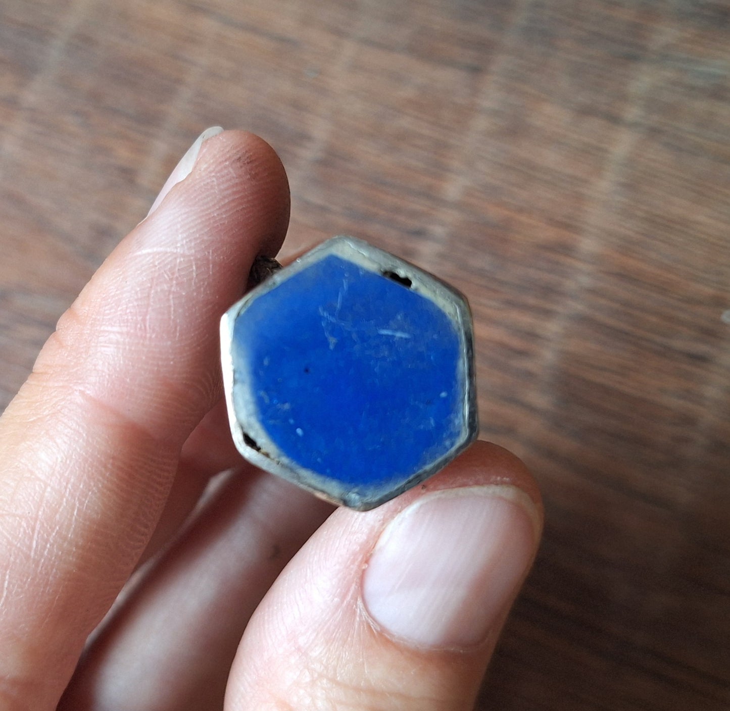 Vintage Kuchi tribal ring with lapis lazuli