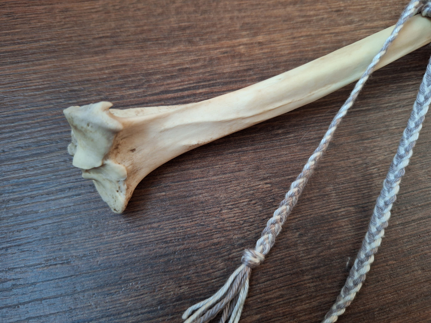 Horse hide and red deer leg bone rattle