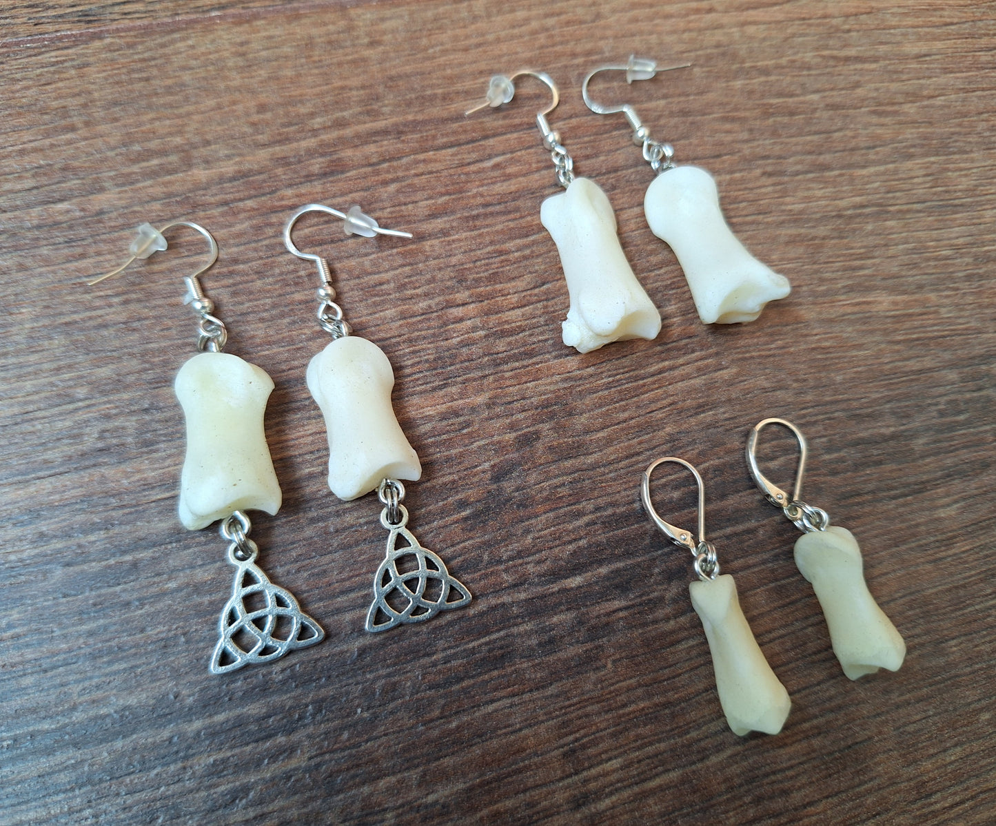 Roe deer foot bones amulet earrings