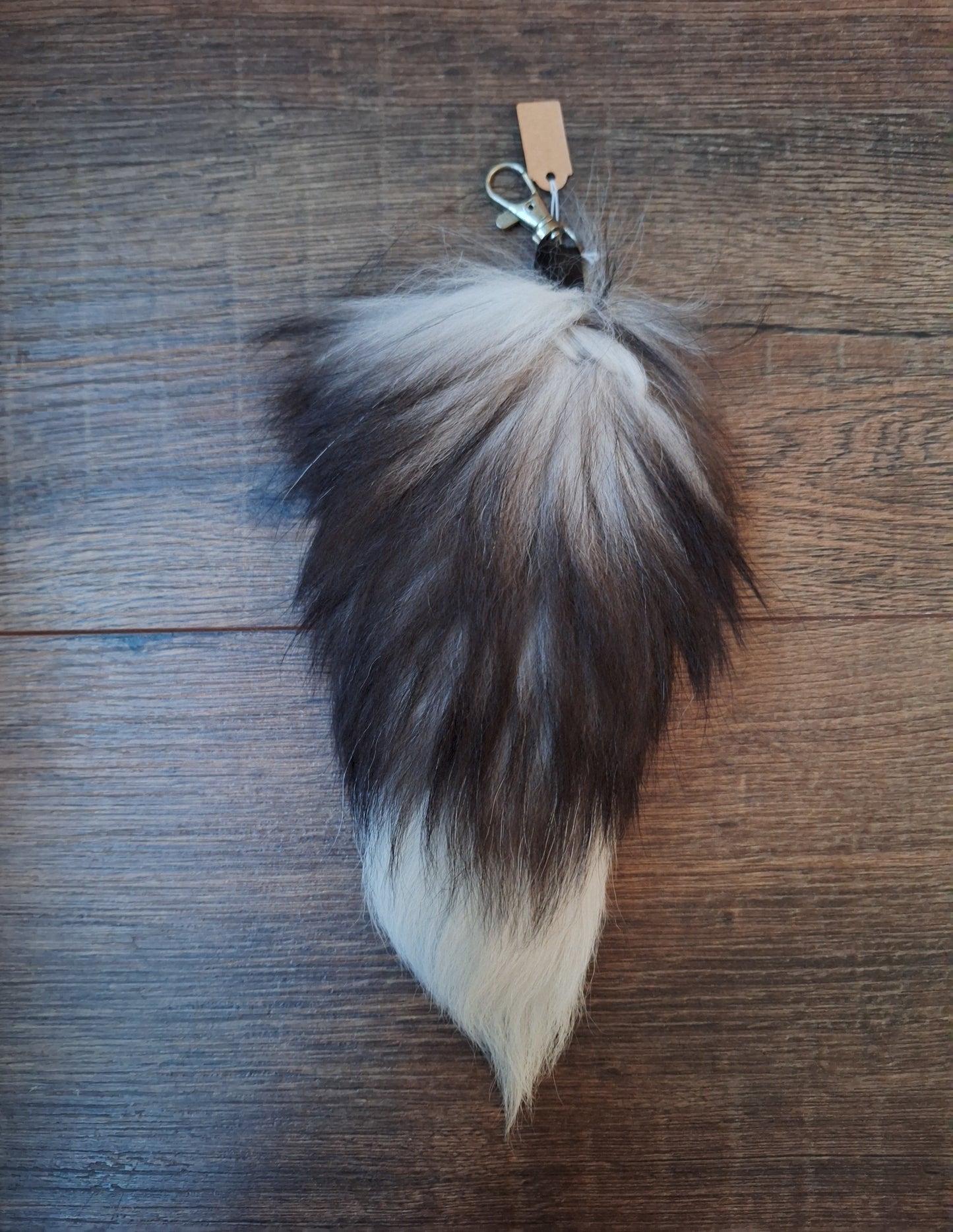Silverfox tail tip keychains
