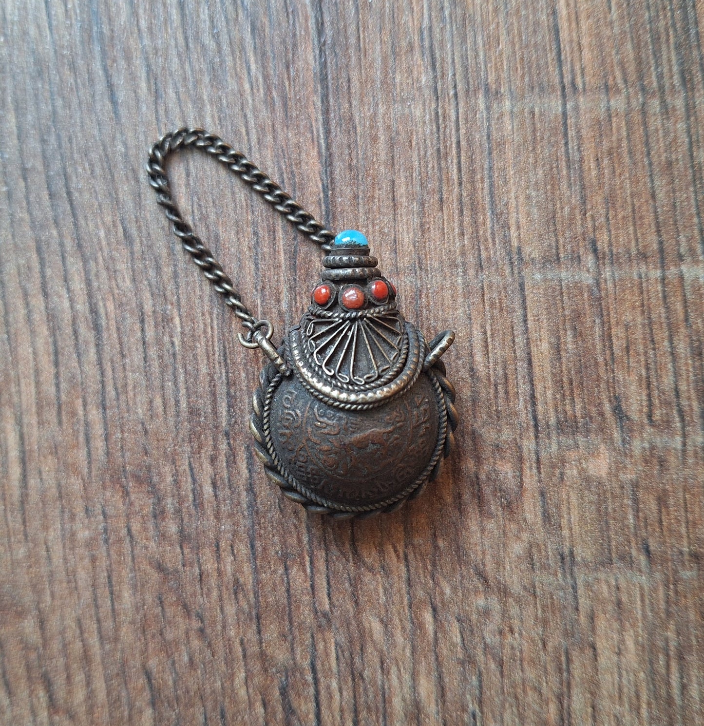 Vintage Tibetan silver and copper snuff bottle