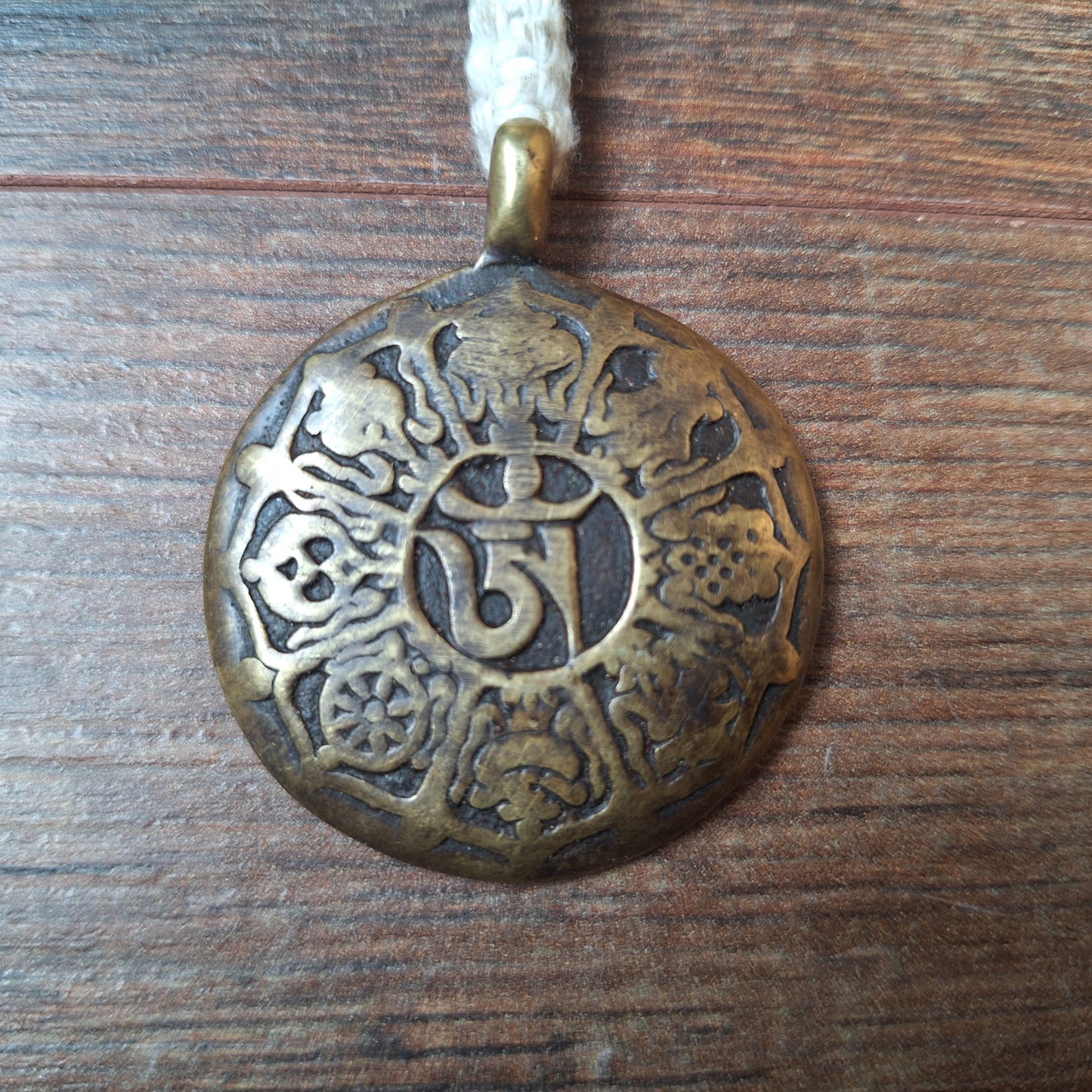 Vintage Nepalese rudraksha mala with melong Auspicious Symbols