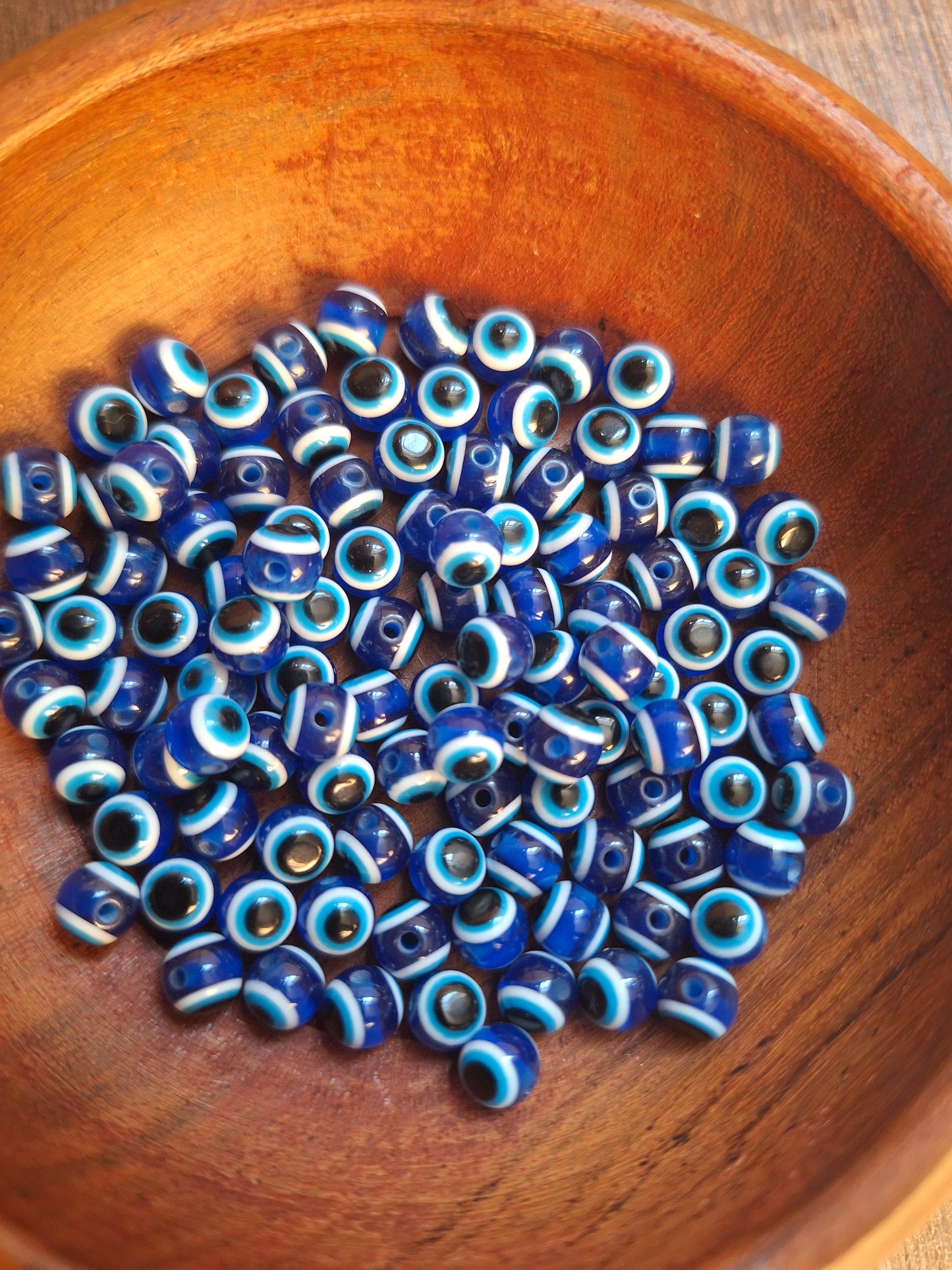 Glass beads Eye, dark blue, set of 10
