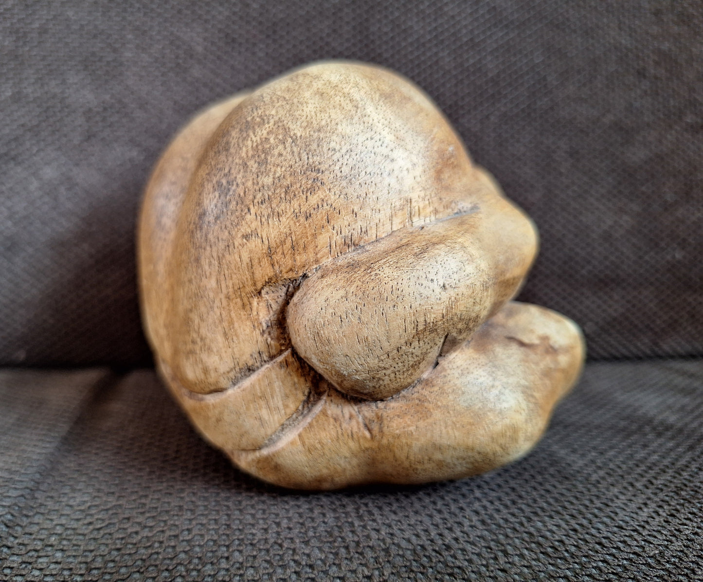 Wooden Weeping Buddha figurine