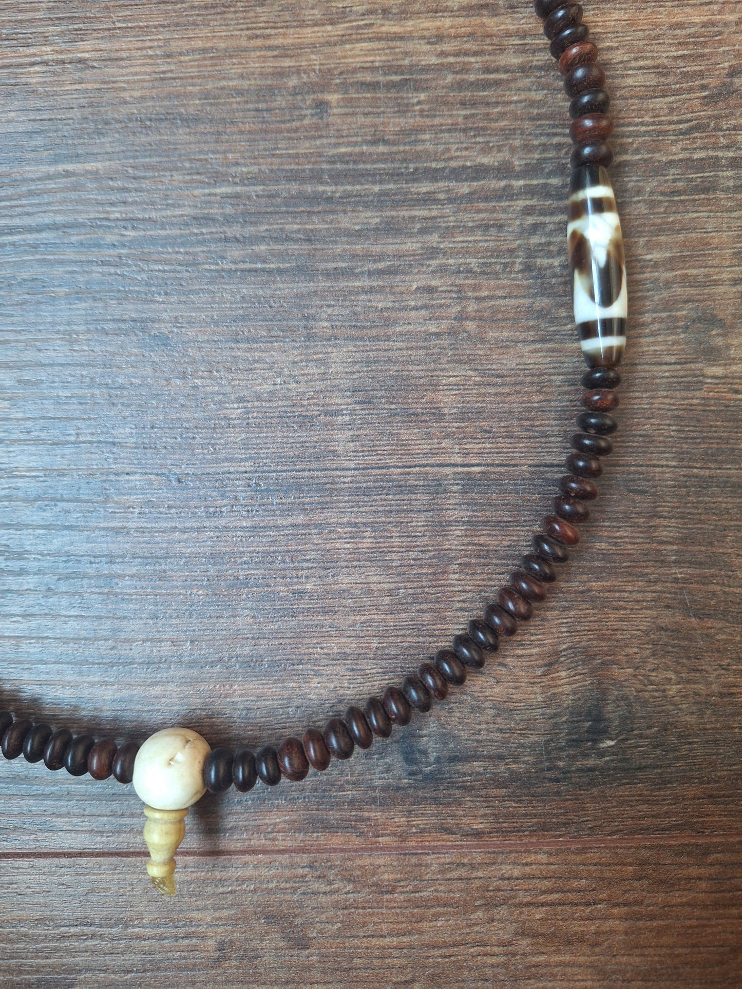 Dzi bead Wave mala necklace