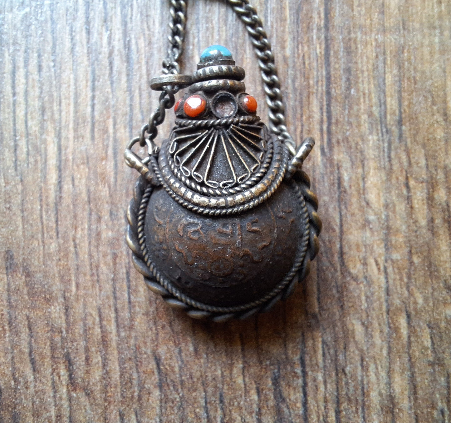 Vintage Tibetan silver and copper snuff bottle