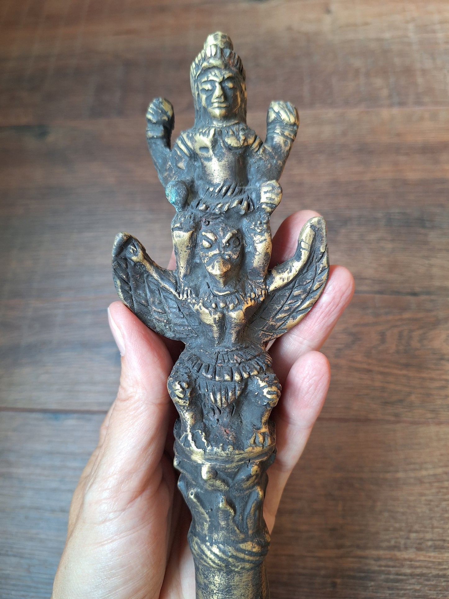 Vintage Thai buddhist ritual staff Vishnu on Garuda