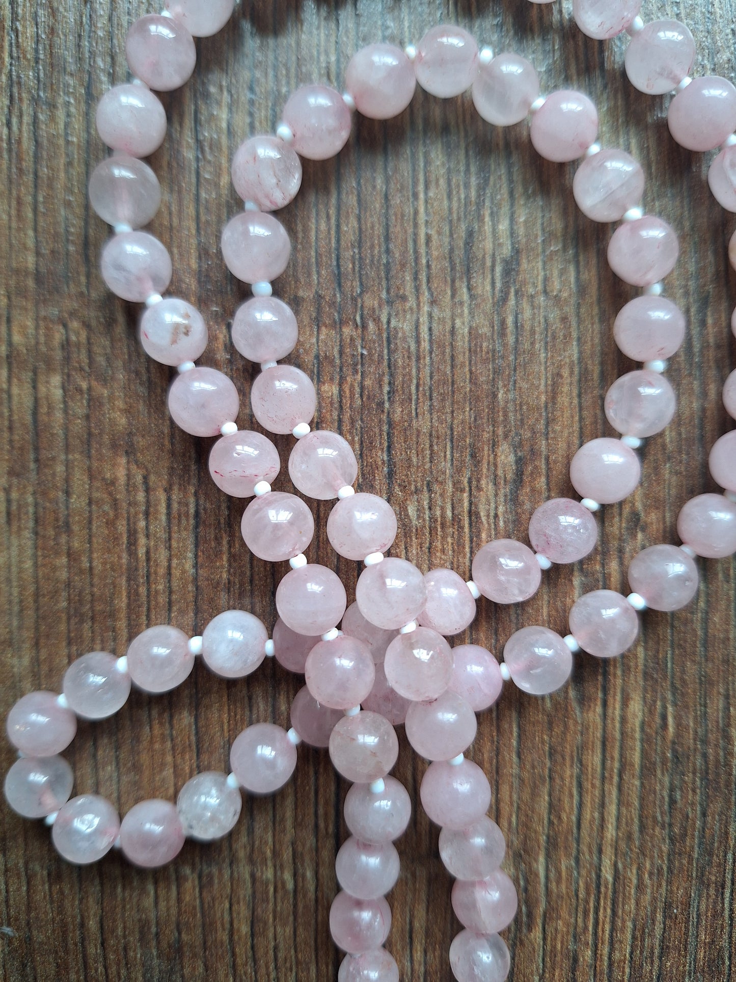 Amulet cord Rose Quartz and Nectar Vessel dzi bead