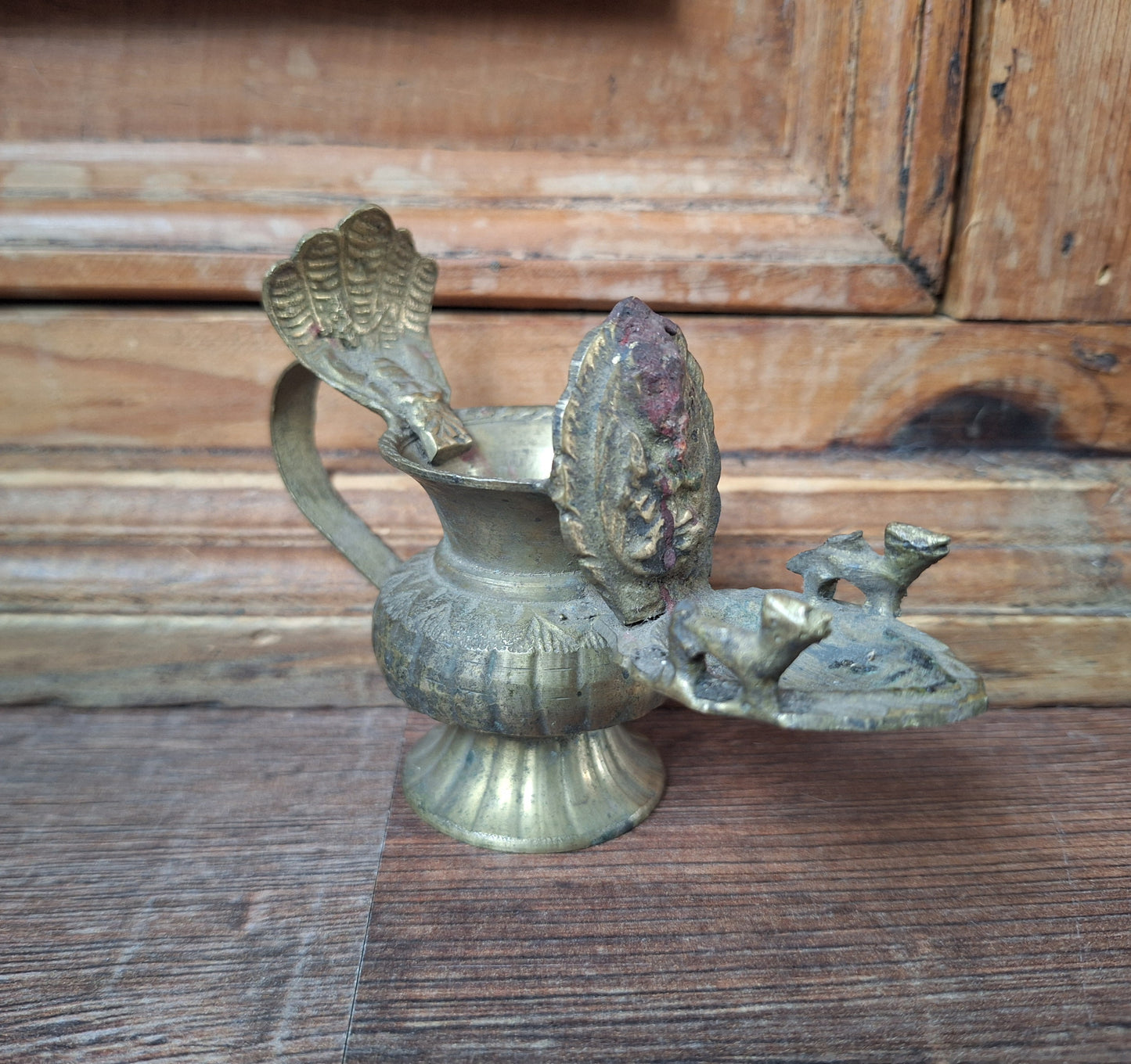 Vintage brass Nepalese sukunda oil lamp