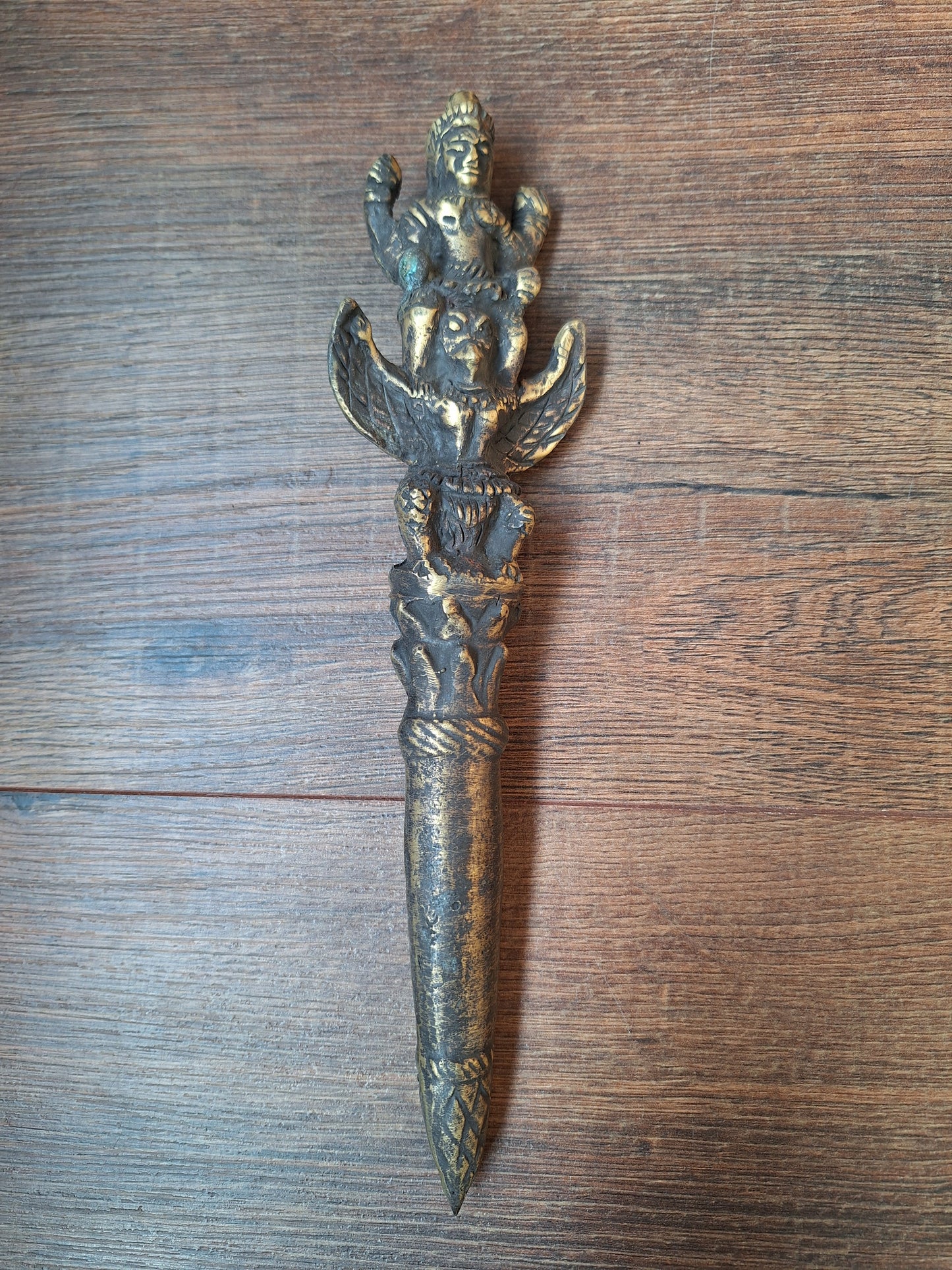 Vintage Thai buddhist ritual staff Vishnu on Garuda