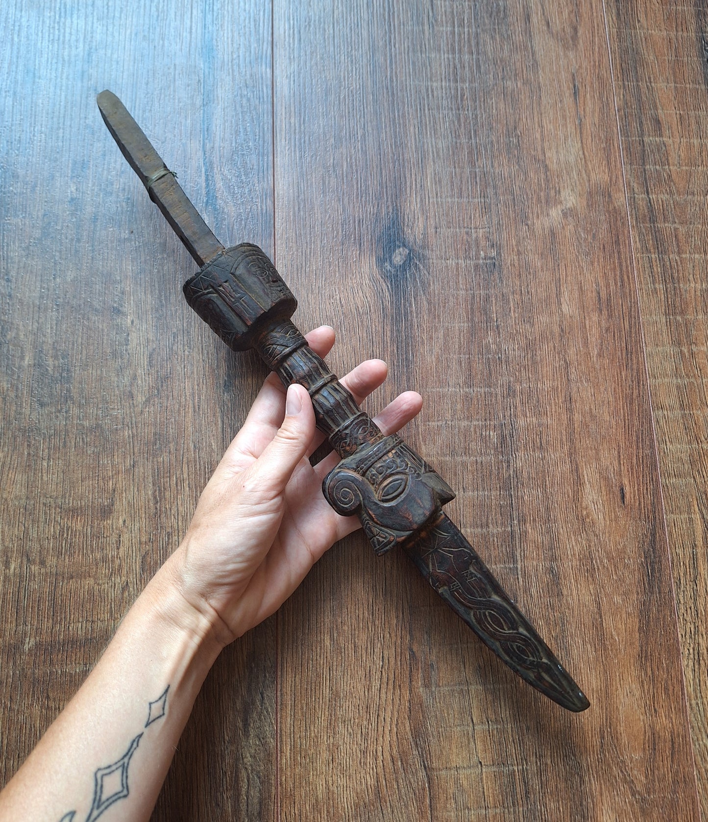 Vintage Nepalese dhyangro drum handle #2