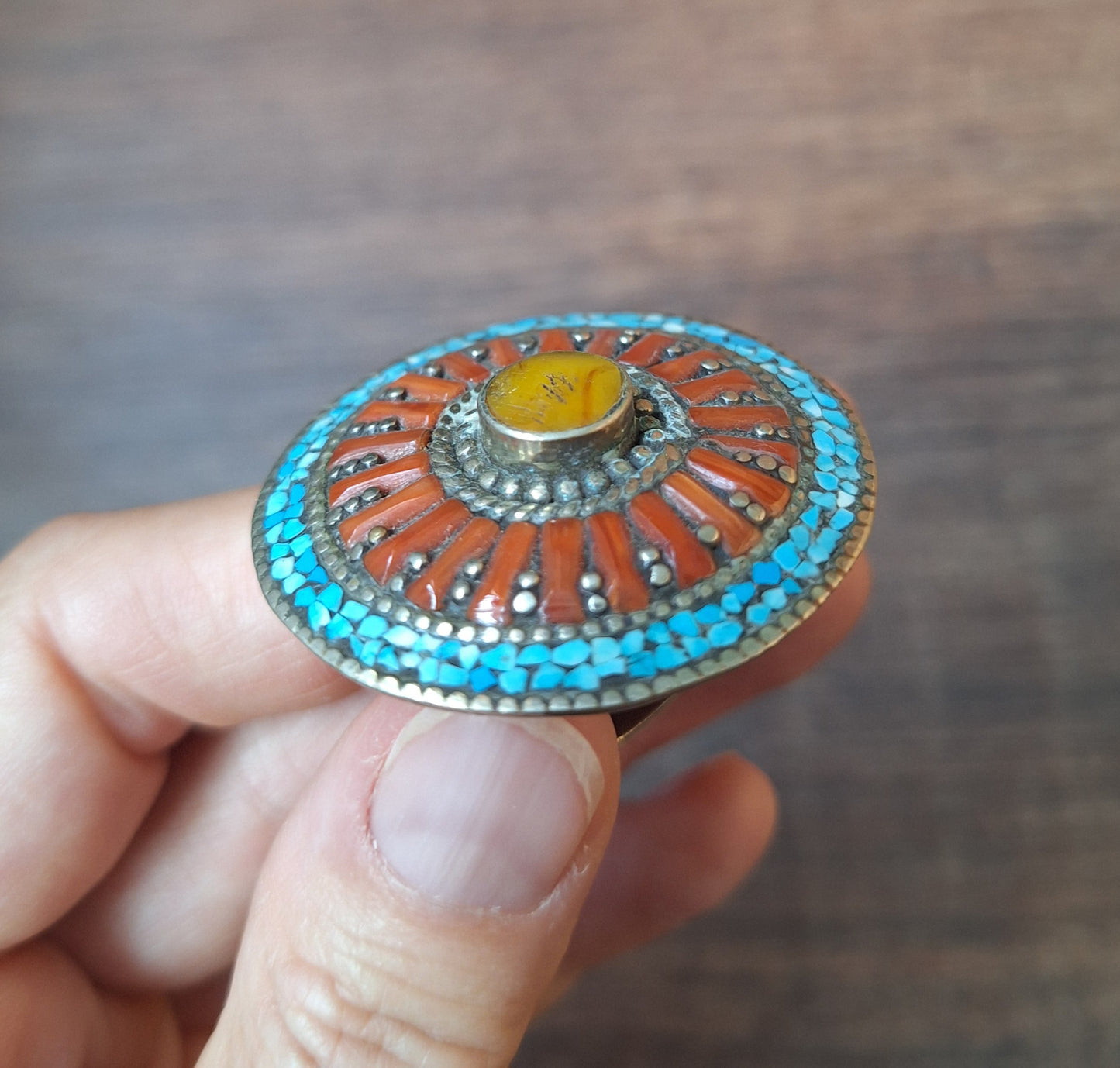 Tibetan silver and gemstone ring