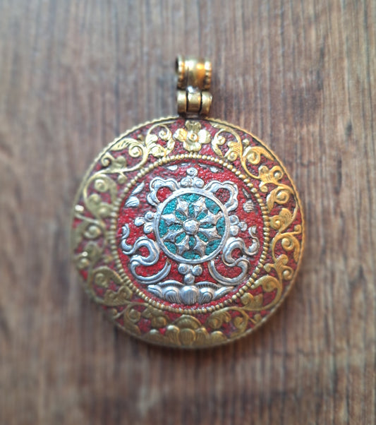 Nepalese melong Dharma Wheel and Endless Knot 53 millimeters