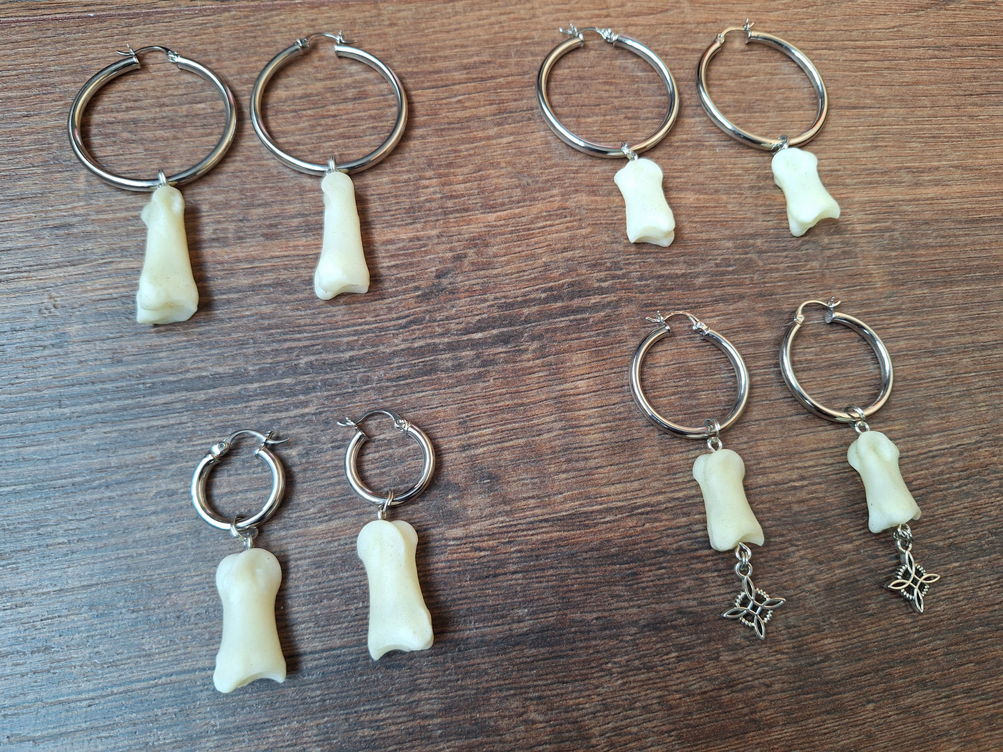 Roe deer foot bones amulet earrings