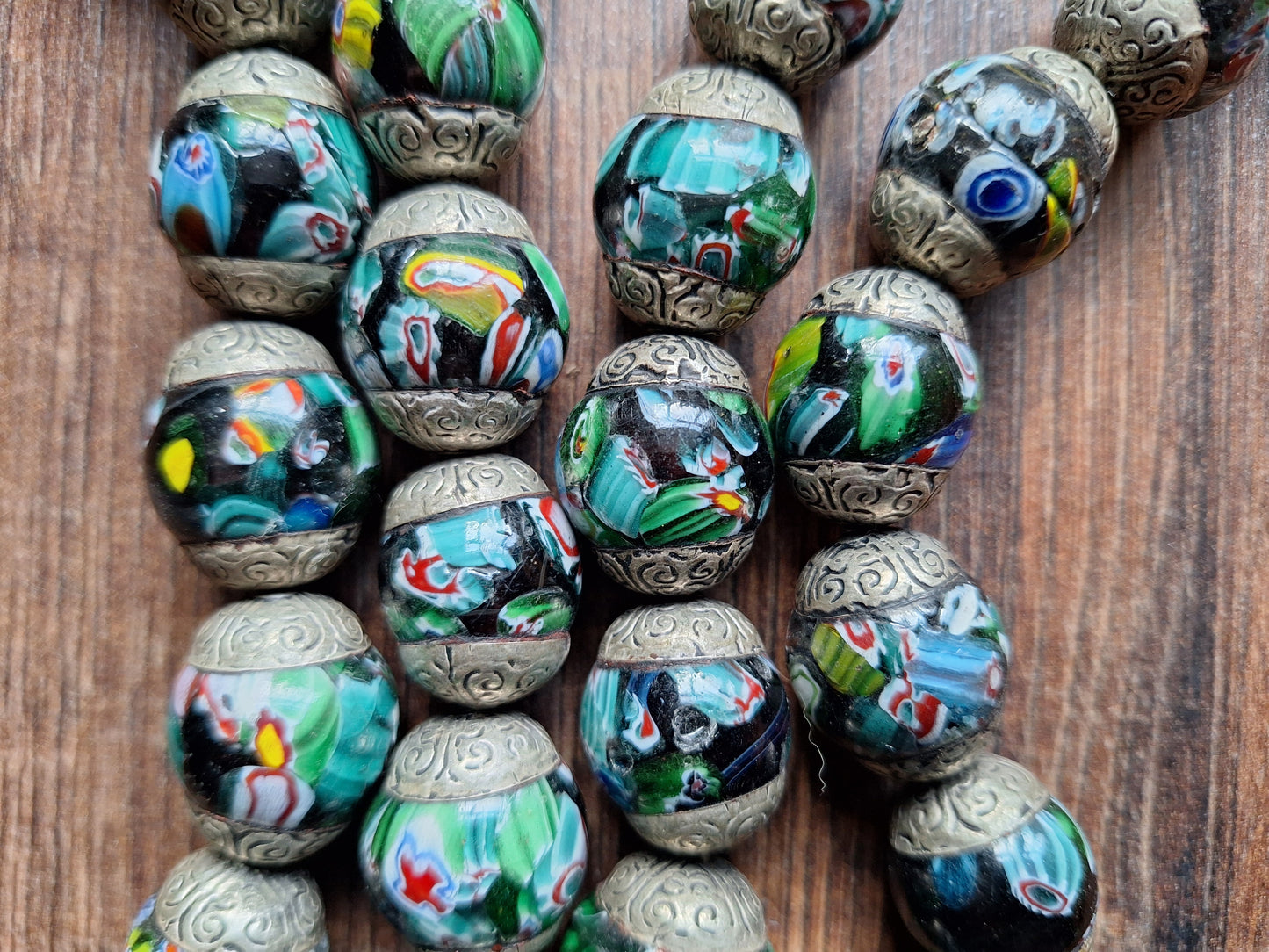Vintage glass millefiori bead strand