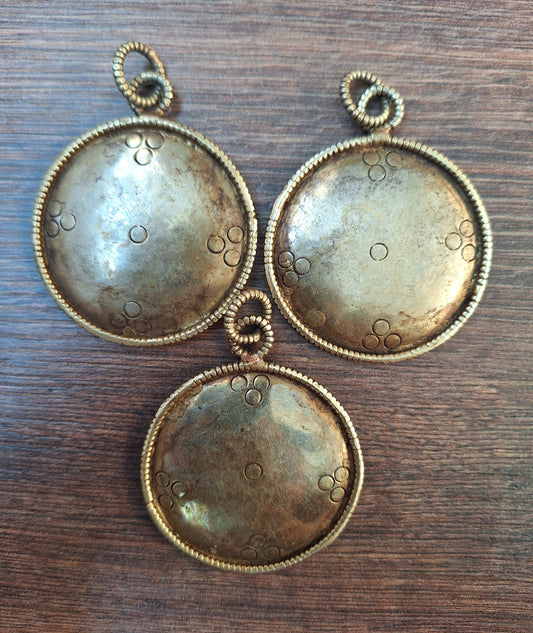 Vintage Tibetan alpaca metal mirror Dzogchen 47 millimeters