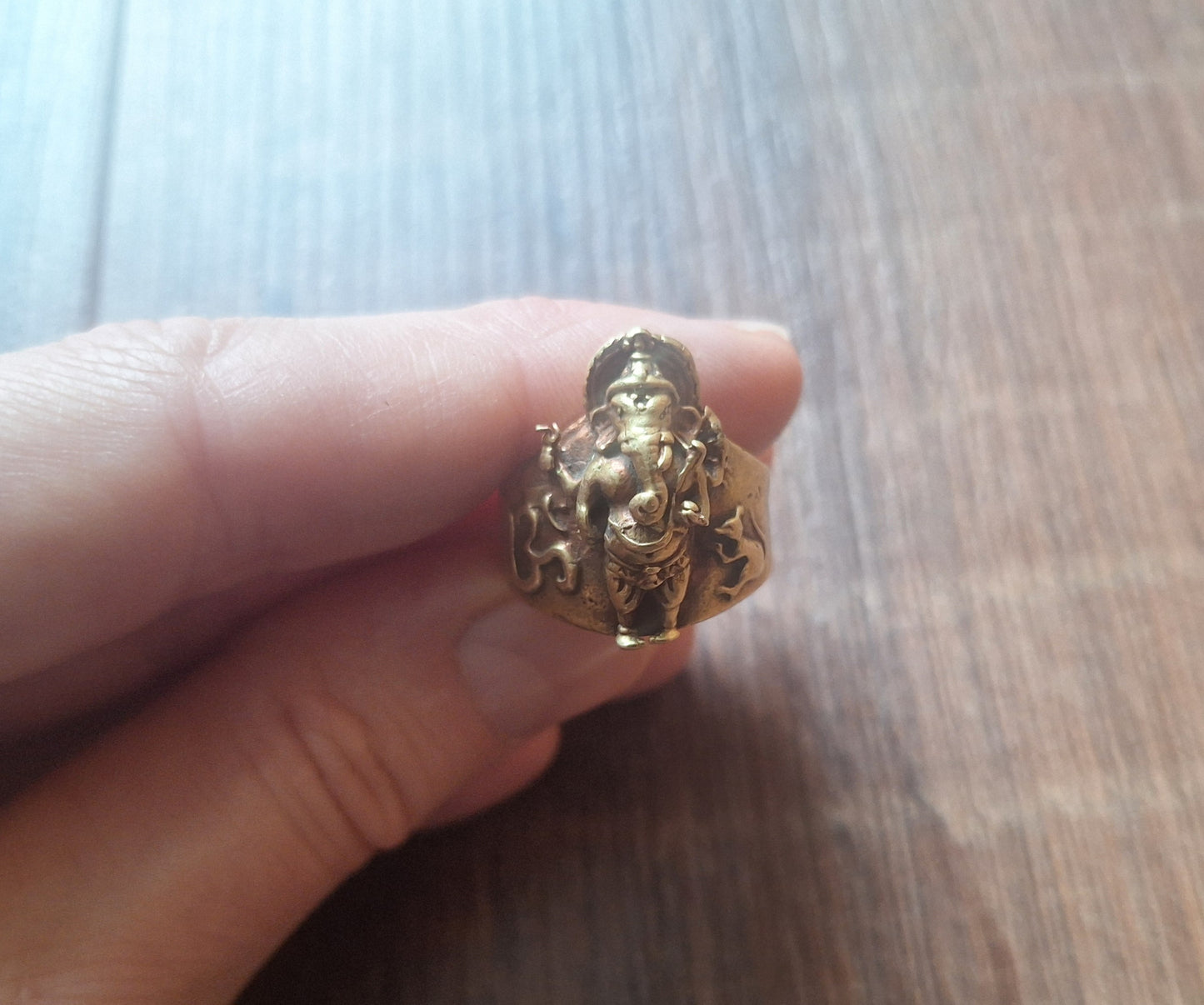 Brass ring Ganesha