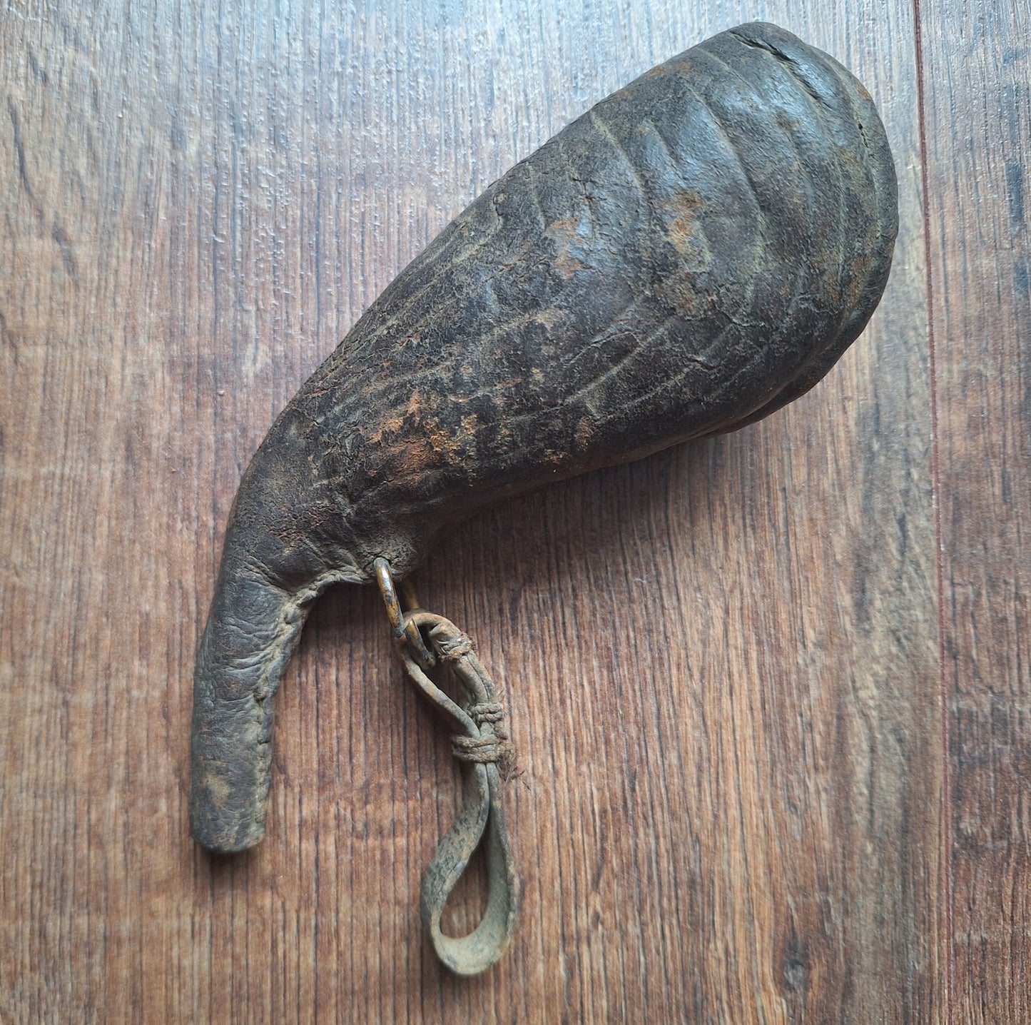 19th century Persian 'camel scrotum' powder flask