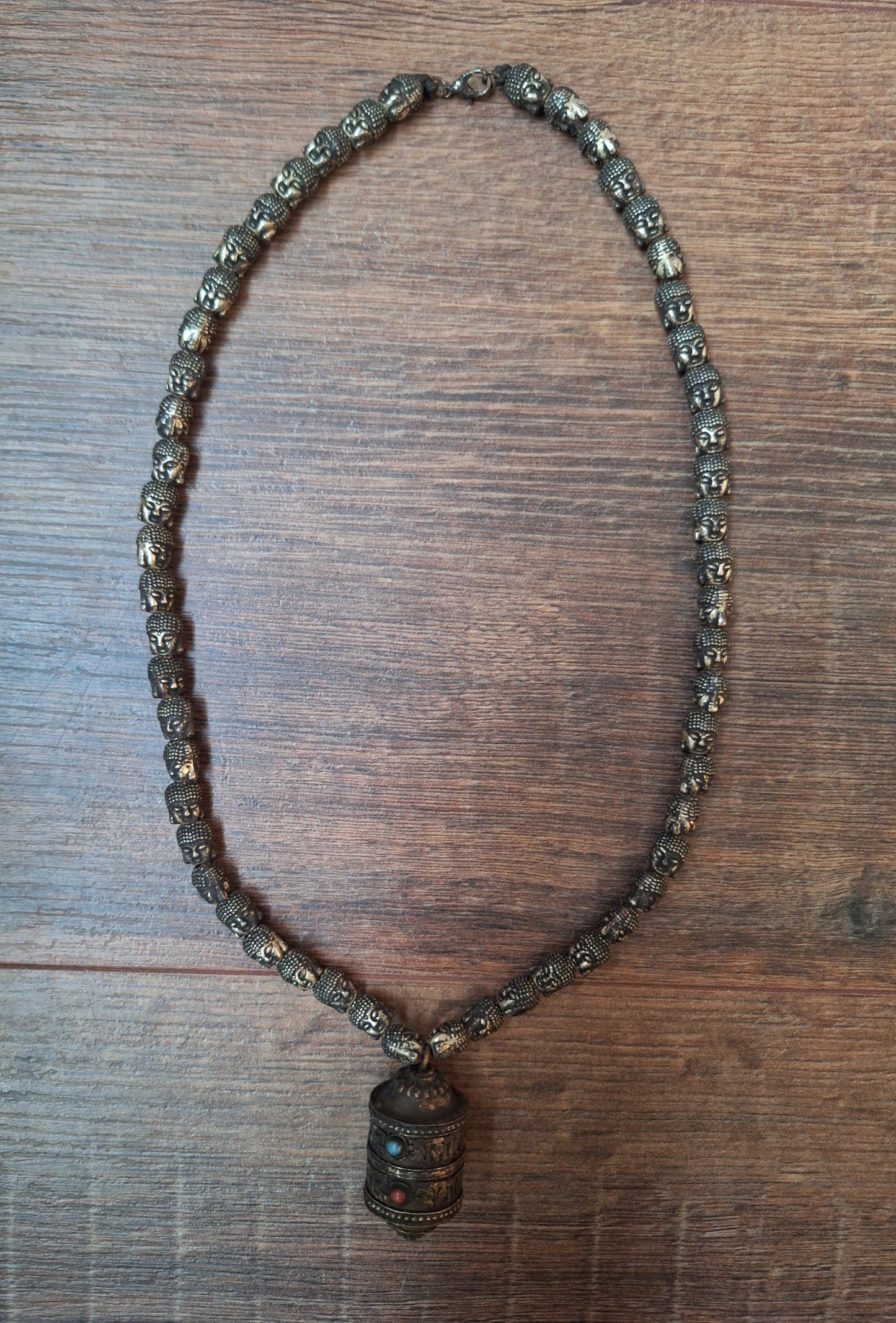 Vintage buddha head necklace with mantra locket, crafting project