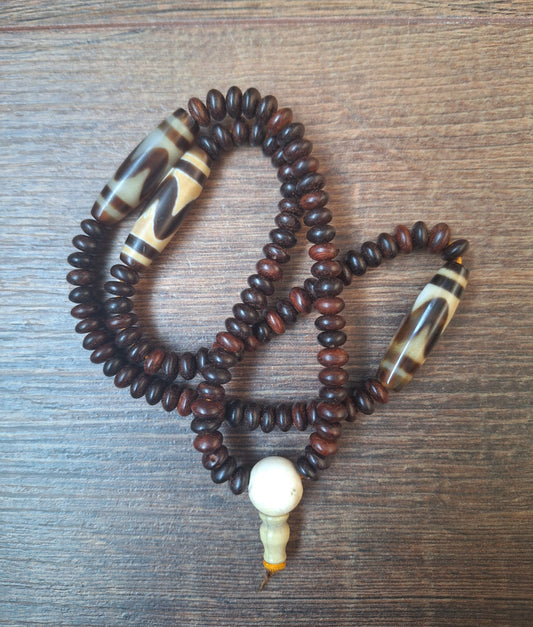 Dzi bead Wave mala necklace