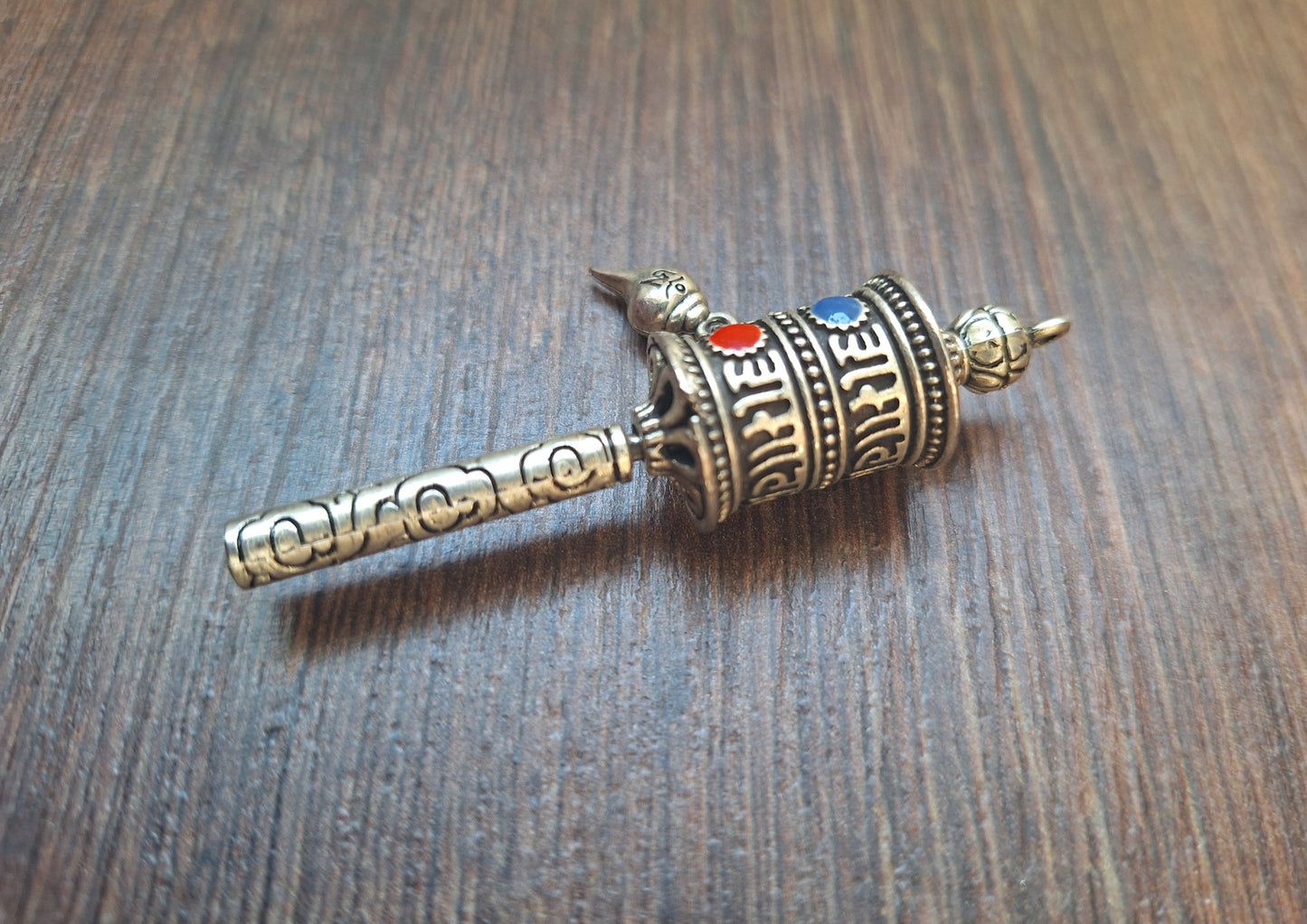 Tibetan silver prayer wheel pendant