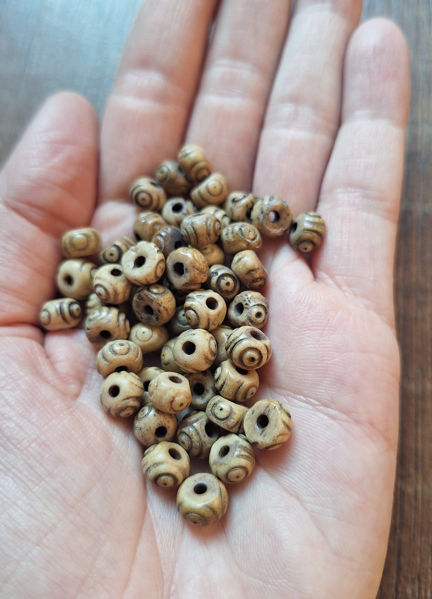 Vintage yak bone beads, set of 20