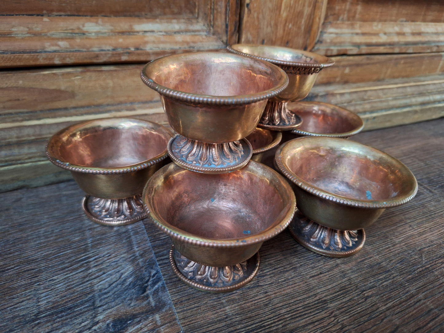 Vintage red copper offering bowl