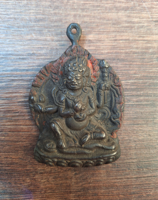 Vintage bronze Mahakala pendant