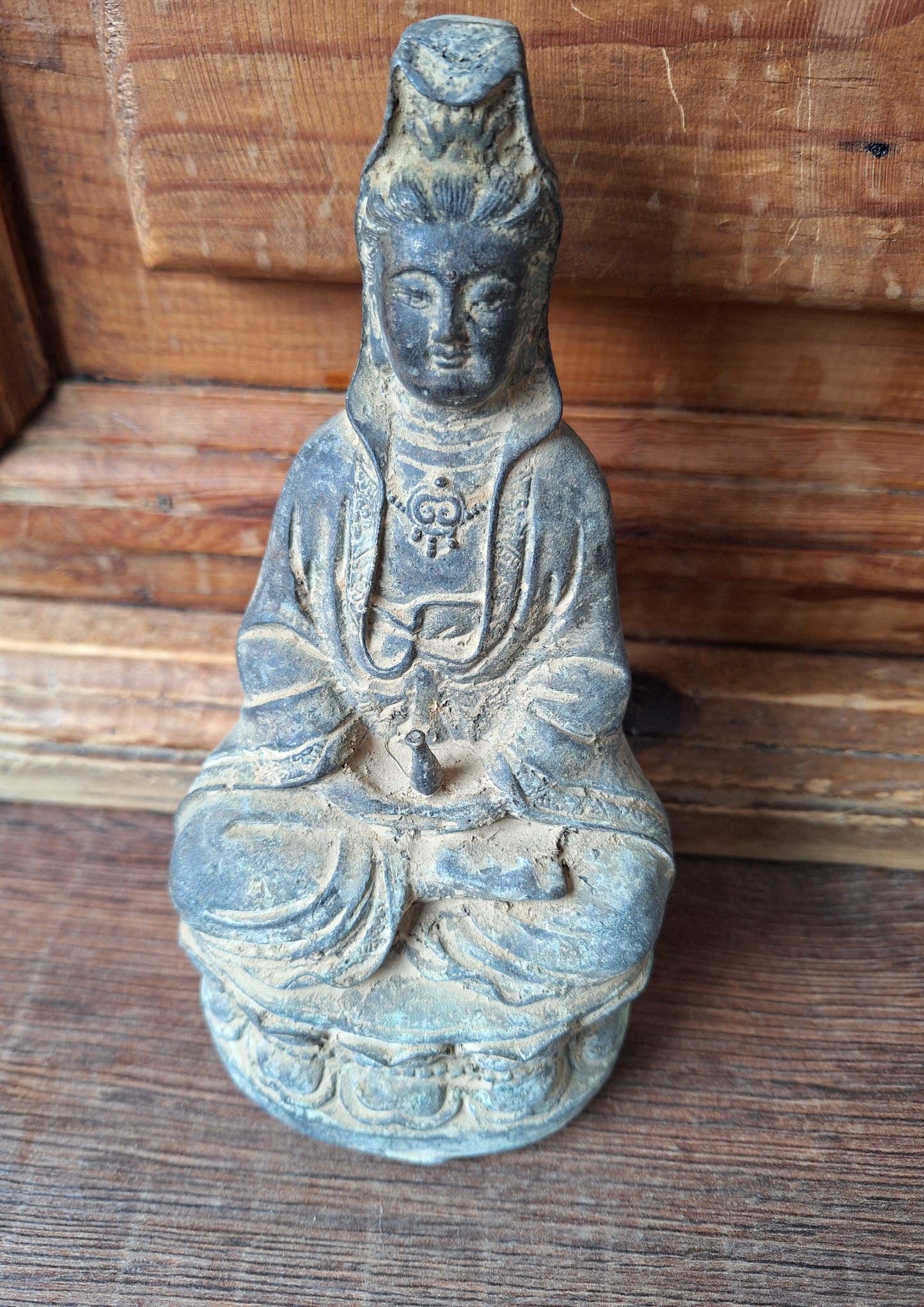 Old bronze Guanyin statue