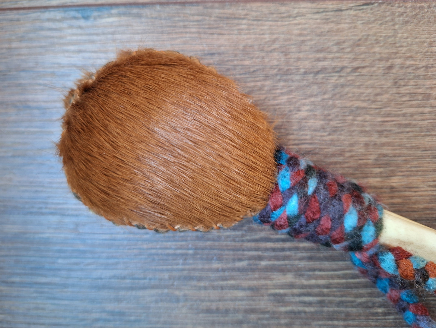 Horse hide and roe deer leg bone rattle
