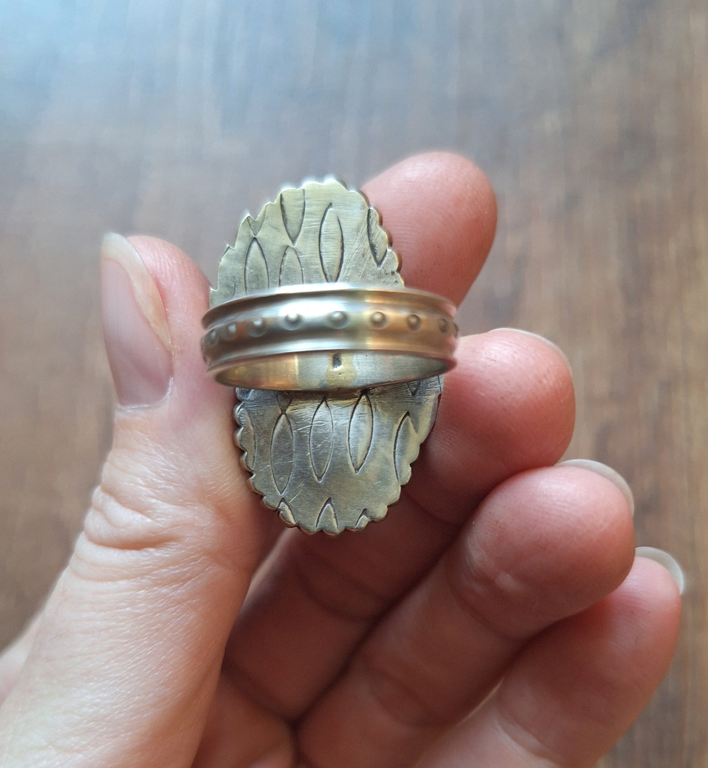 Vintage turquoise and Tibetan silver ring