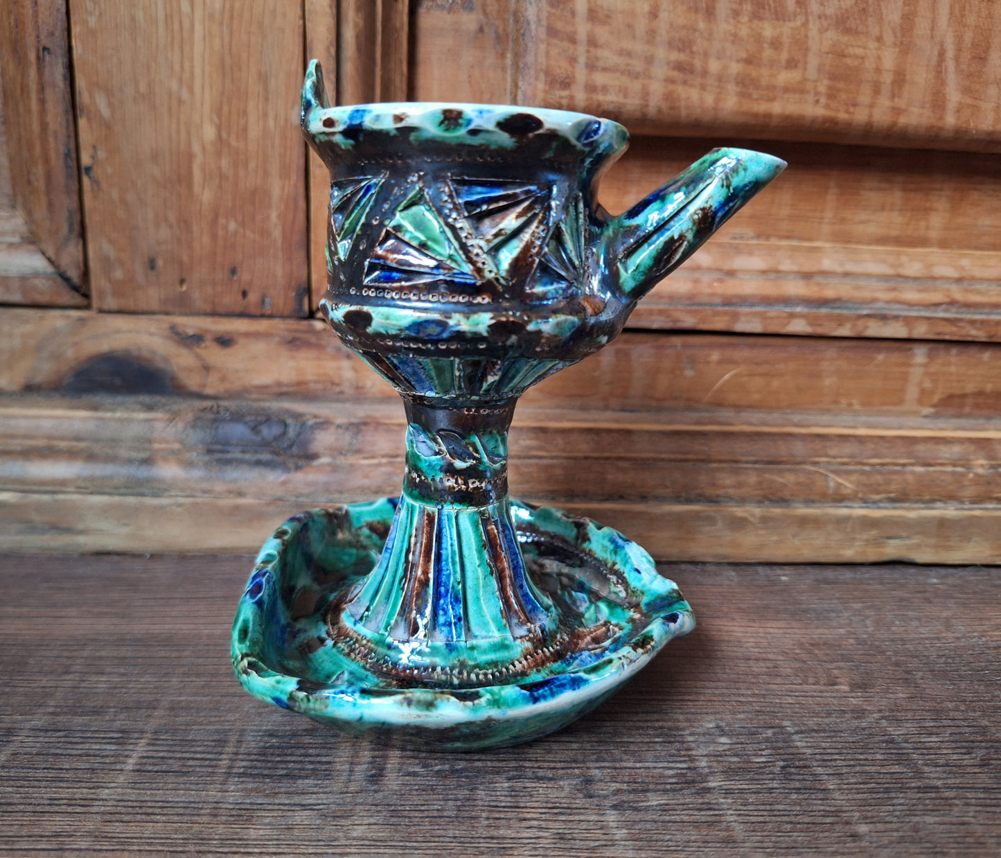 Vintage Frysian ceramic oil lamp