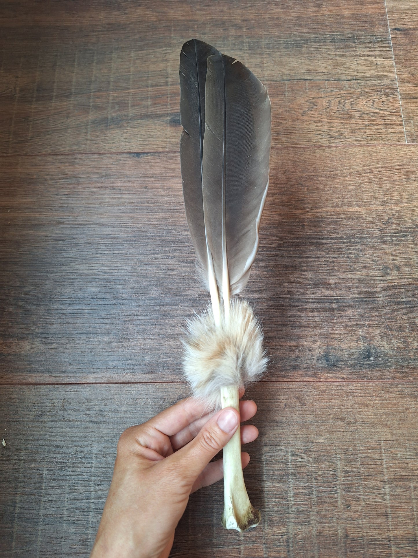 Bone feather fan Goose