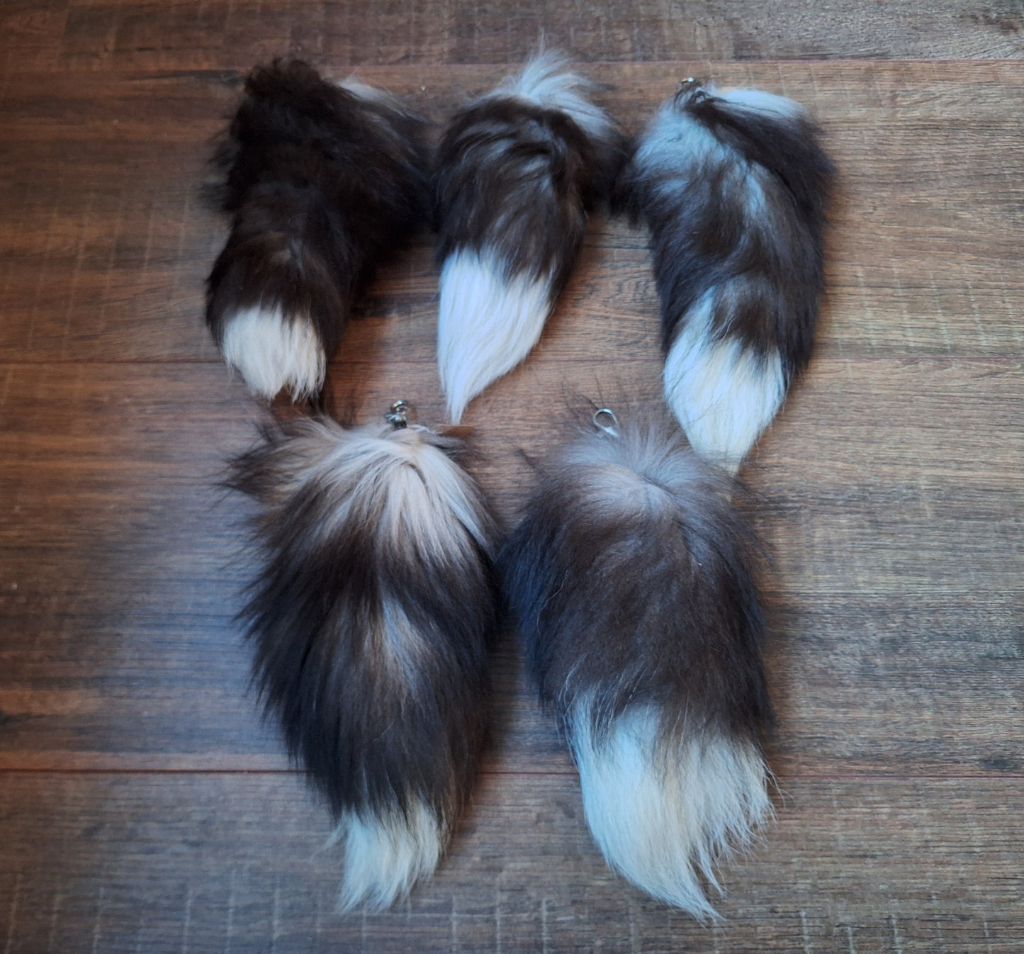Silverfox tail tip keychains