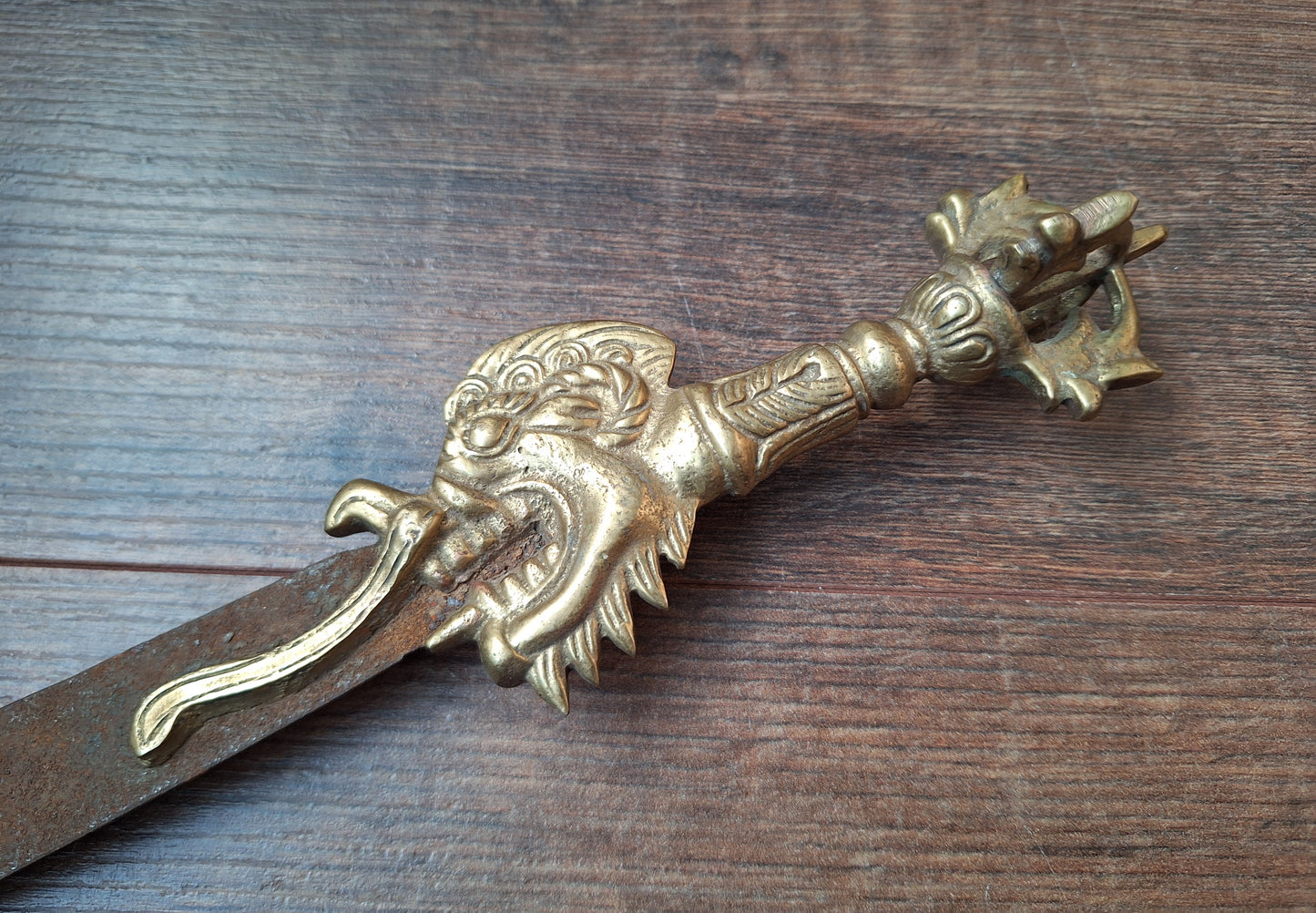 Vintage Tibetan iron and brass khadga #2