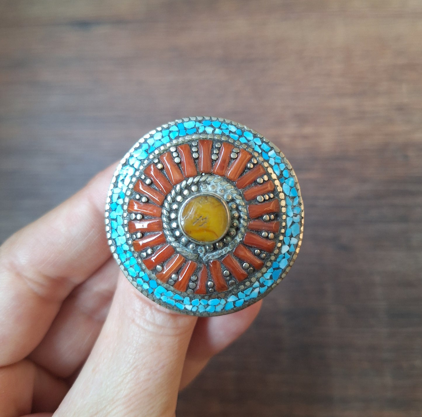 Tibetan silver and gemstone ring