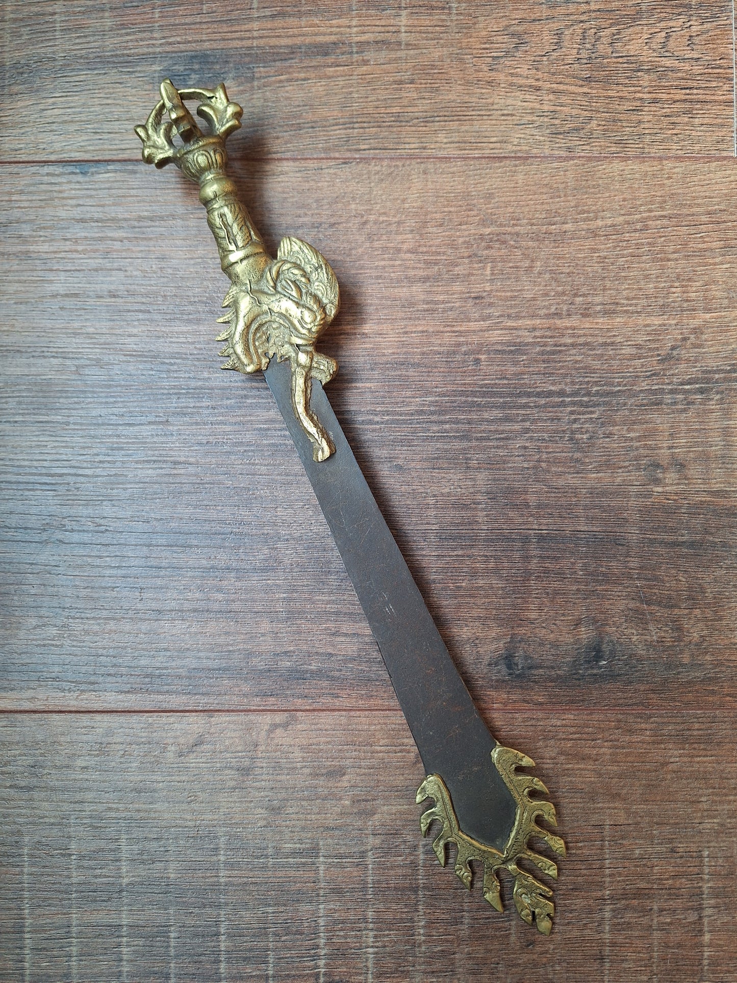 Vintage Tibetan iron and brass khadga #1