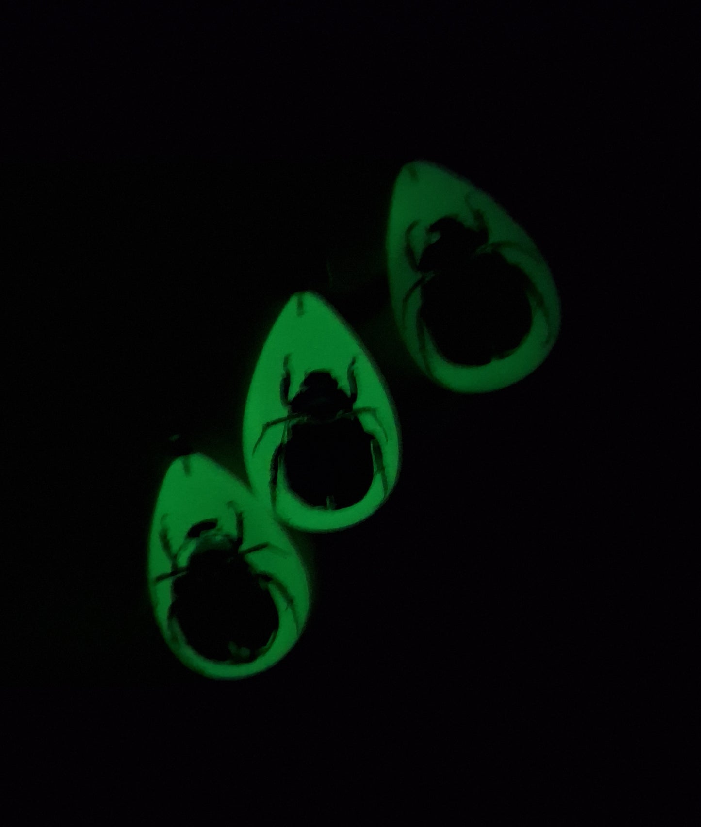 Beetle in glow-in-the-dark resin necklace
