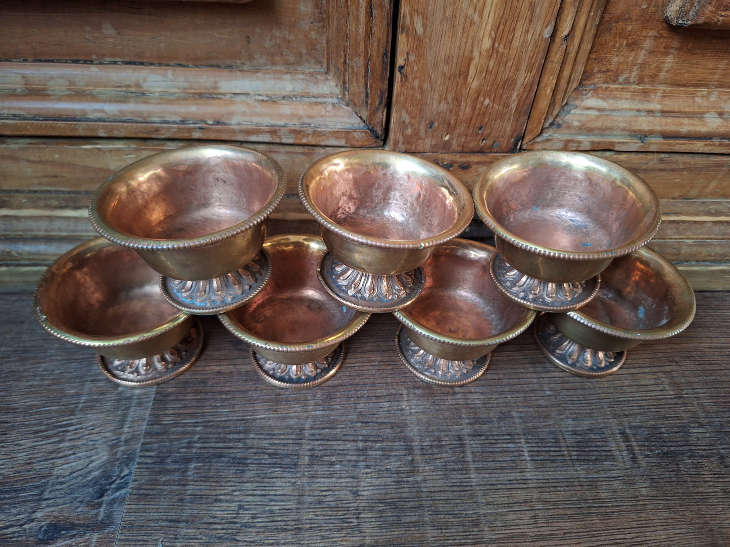 Vintage red copper offering bowl