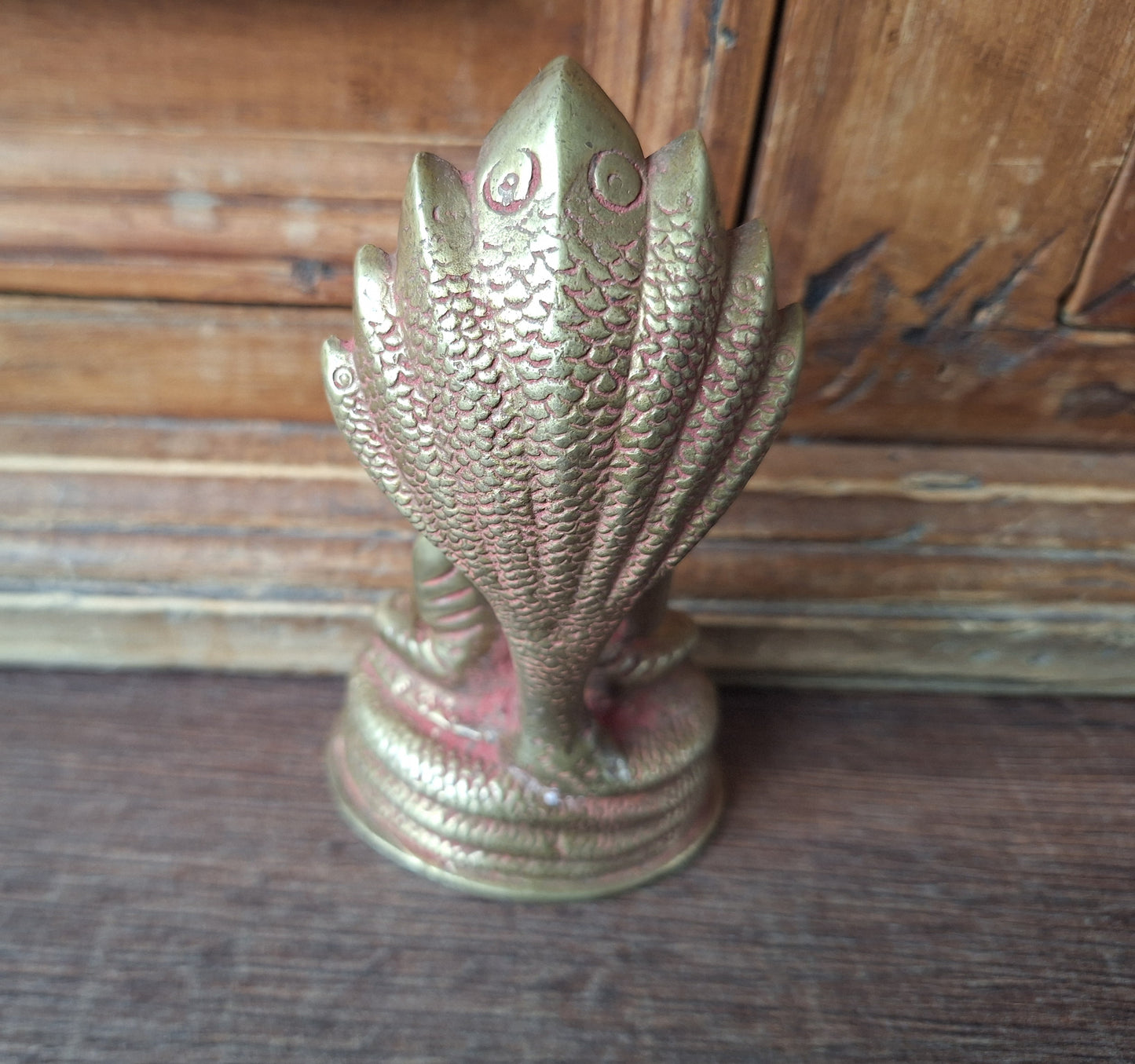 Vintage brass Shakyamuni Buddha with Mucalinda figurine
