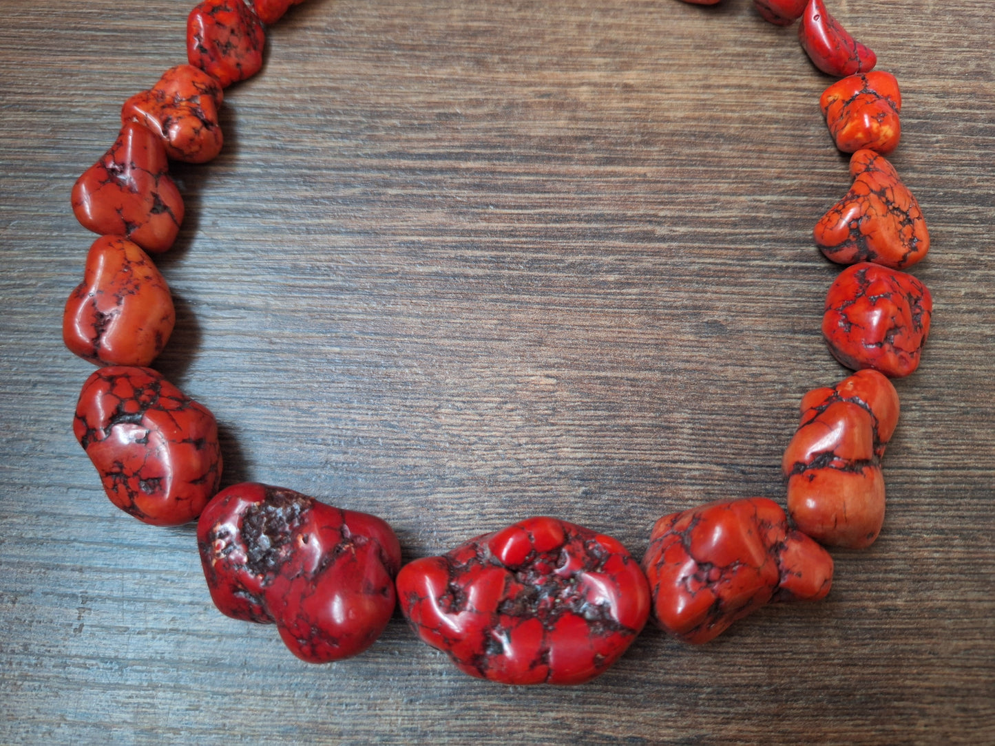 Red howlite bead strand