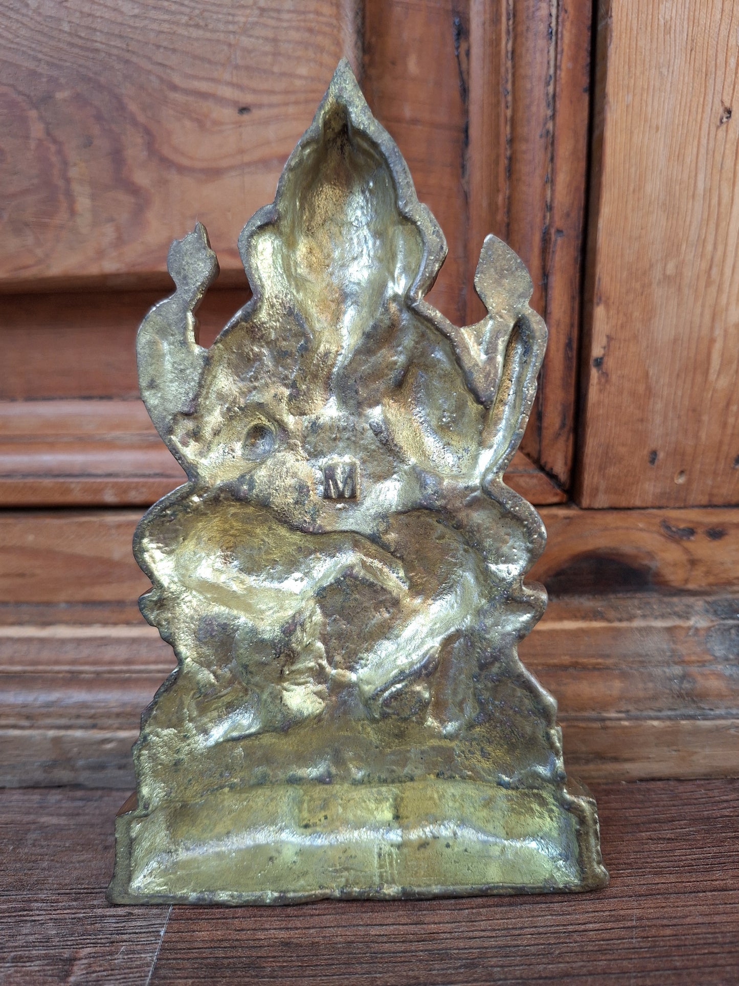 Brass Ganesha flat figurine #2