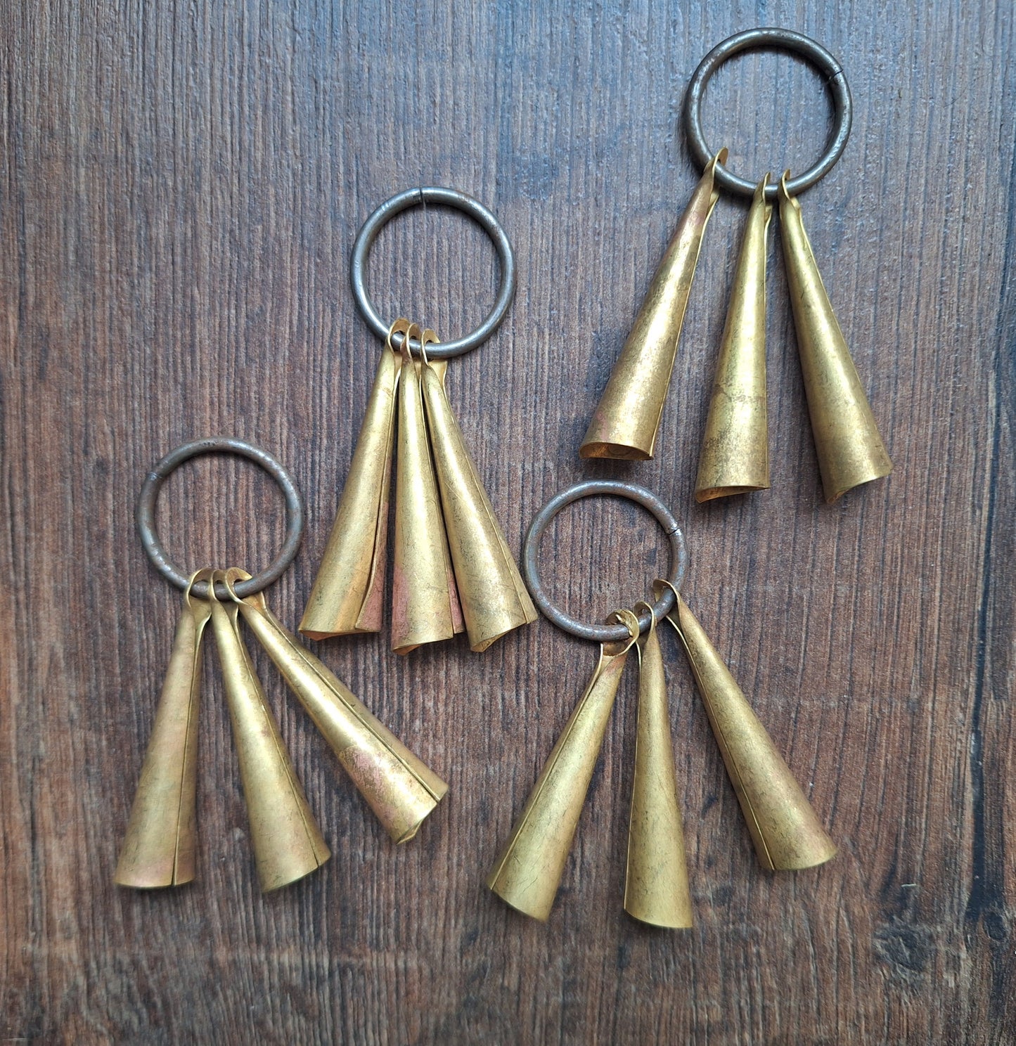 Shamanic cone-shape bells, brass 90 millimeter