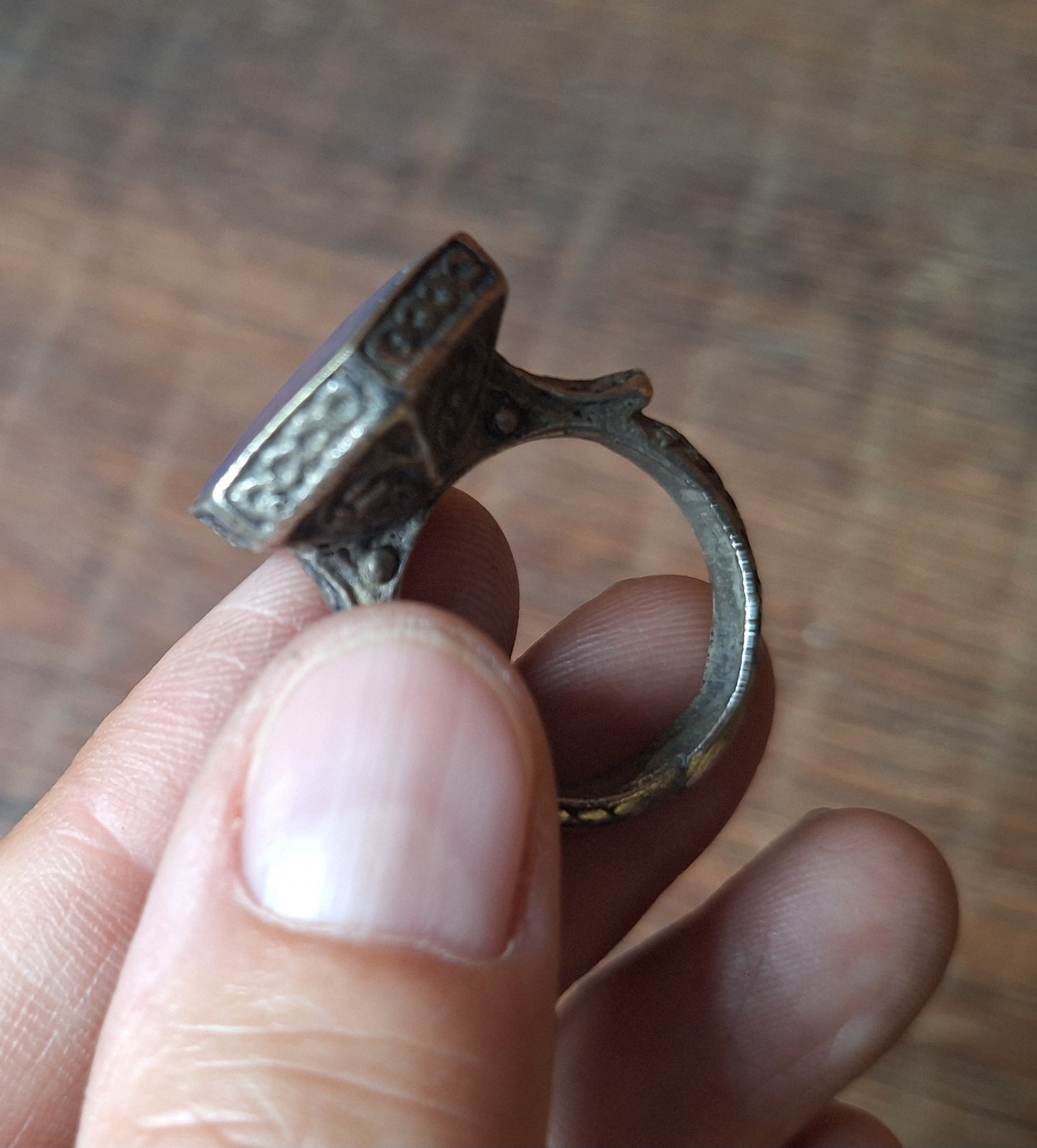 Vintage Kuchi tribal ring with lapis lazuli