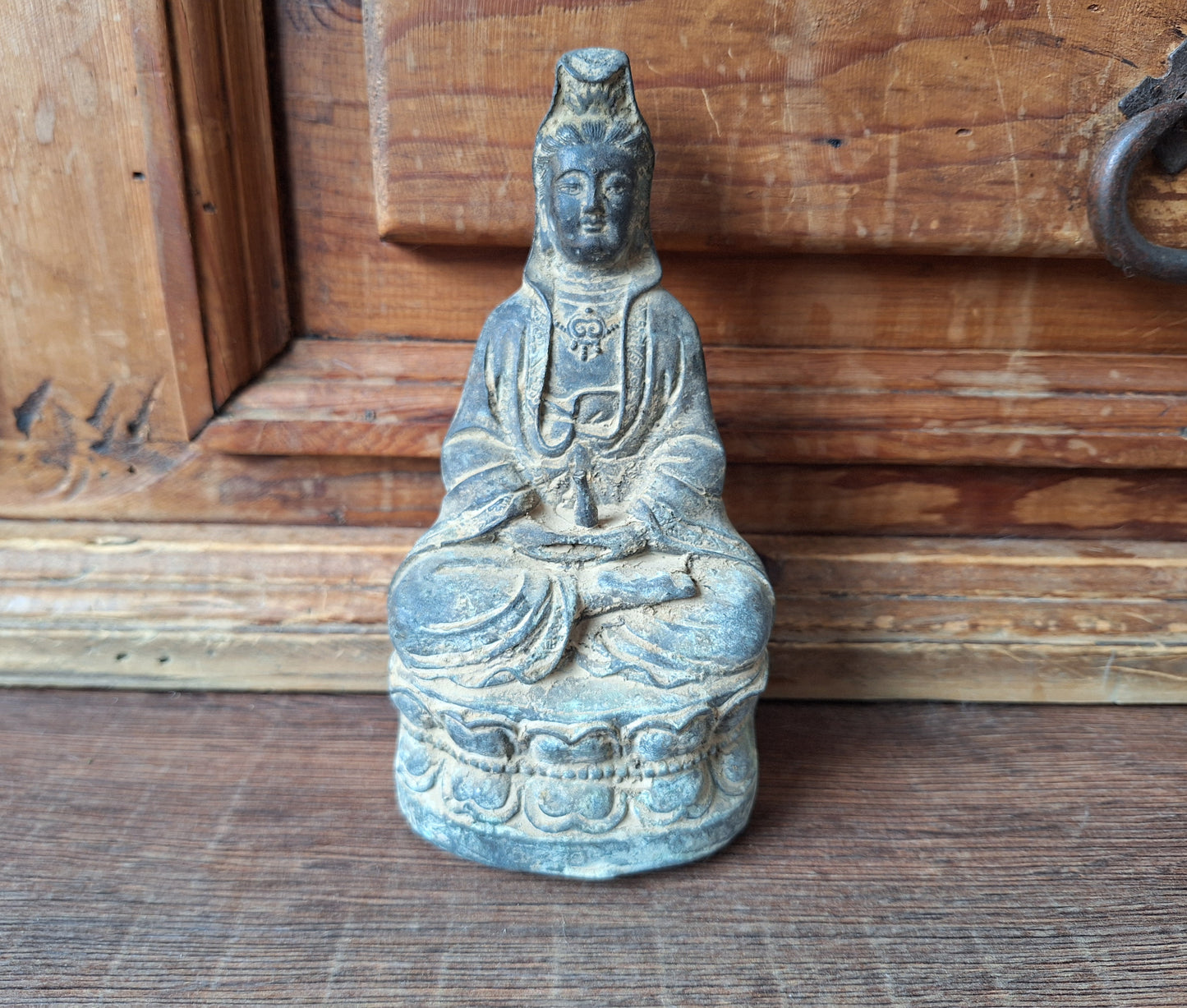 Old bronze Guanyin statue